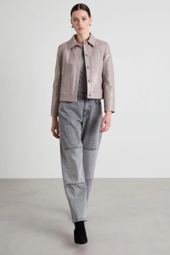 T-shirt with asymmetrical bottom - LIGHT GREY