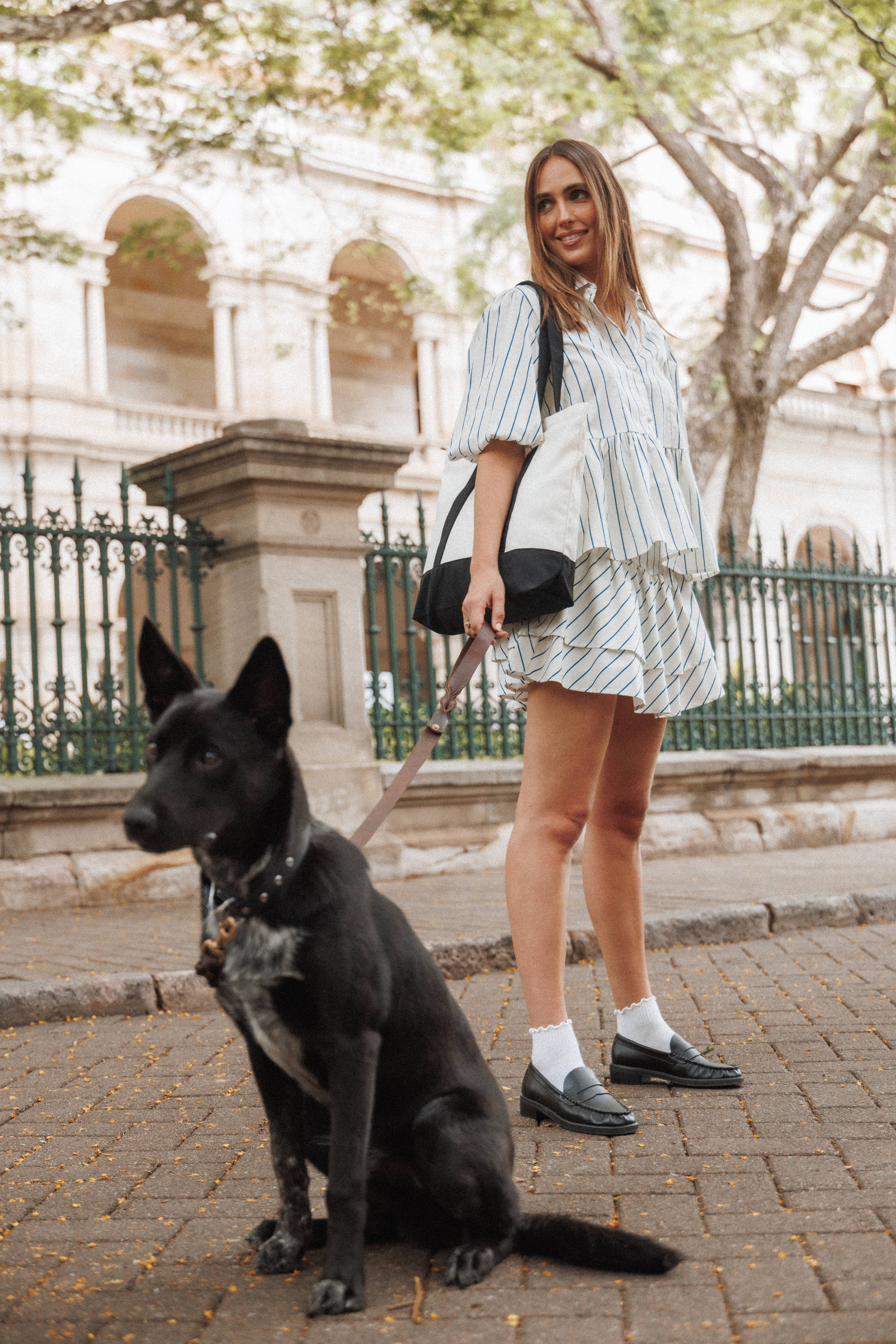 Sybella Frill Basque Skirt - Yellow/Blue Stripe