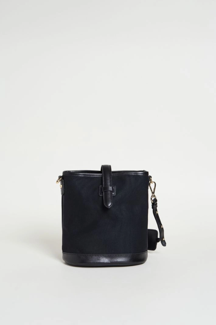 Mini canvas and leather bucket bag - BLACK