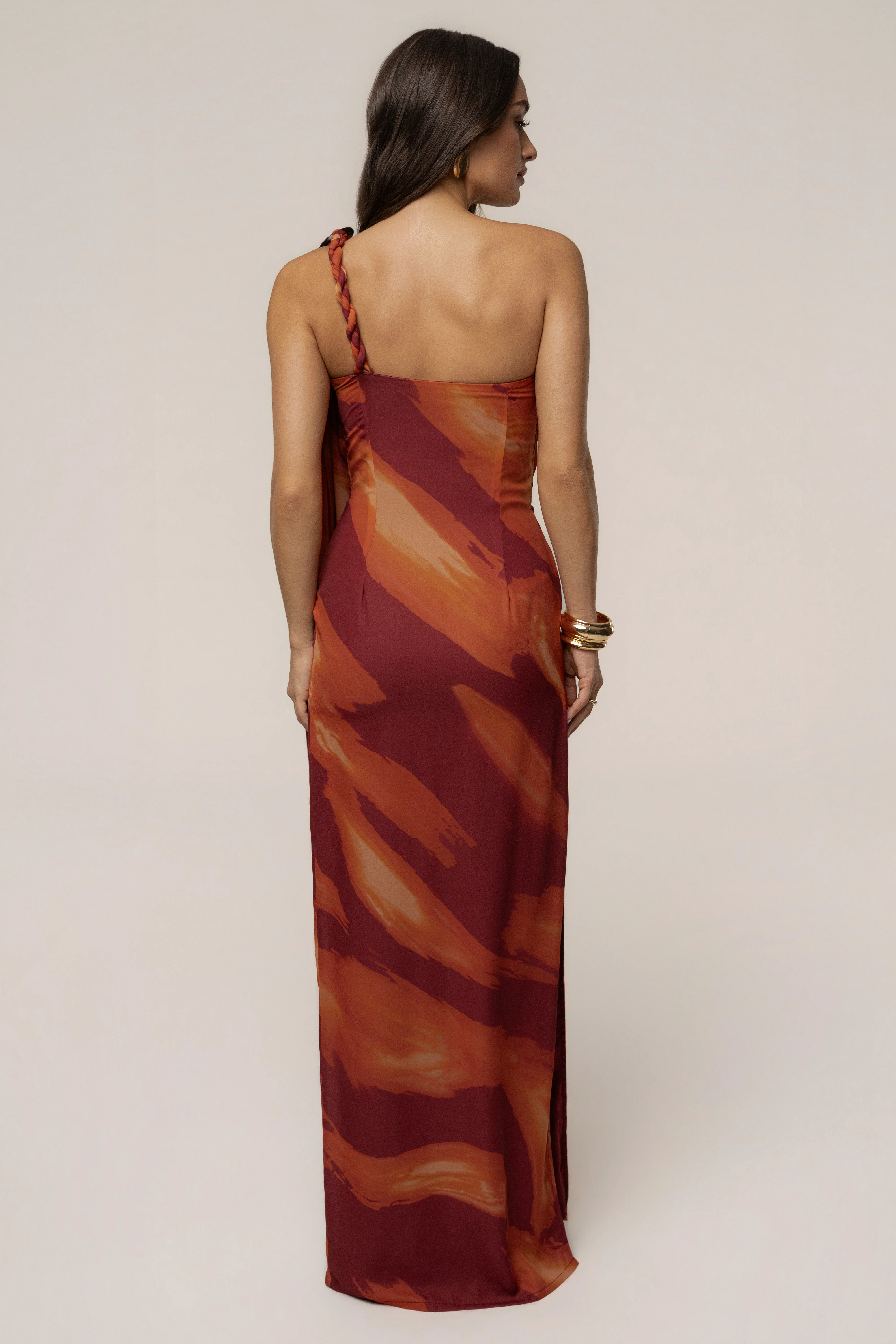 Crimson Dusk Gallery Night Maxi Dress