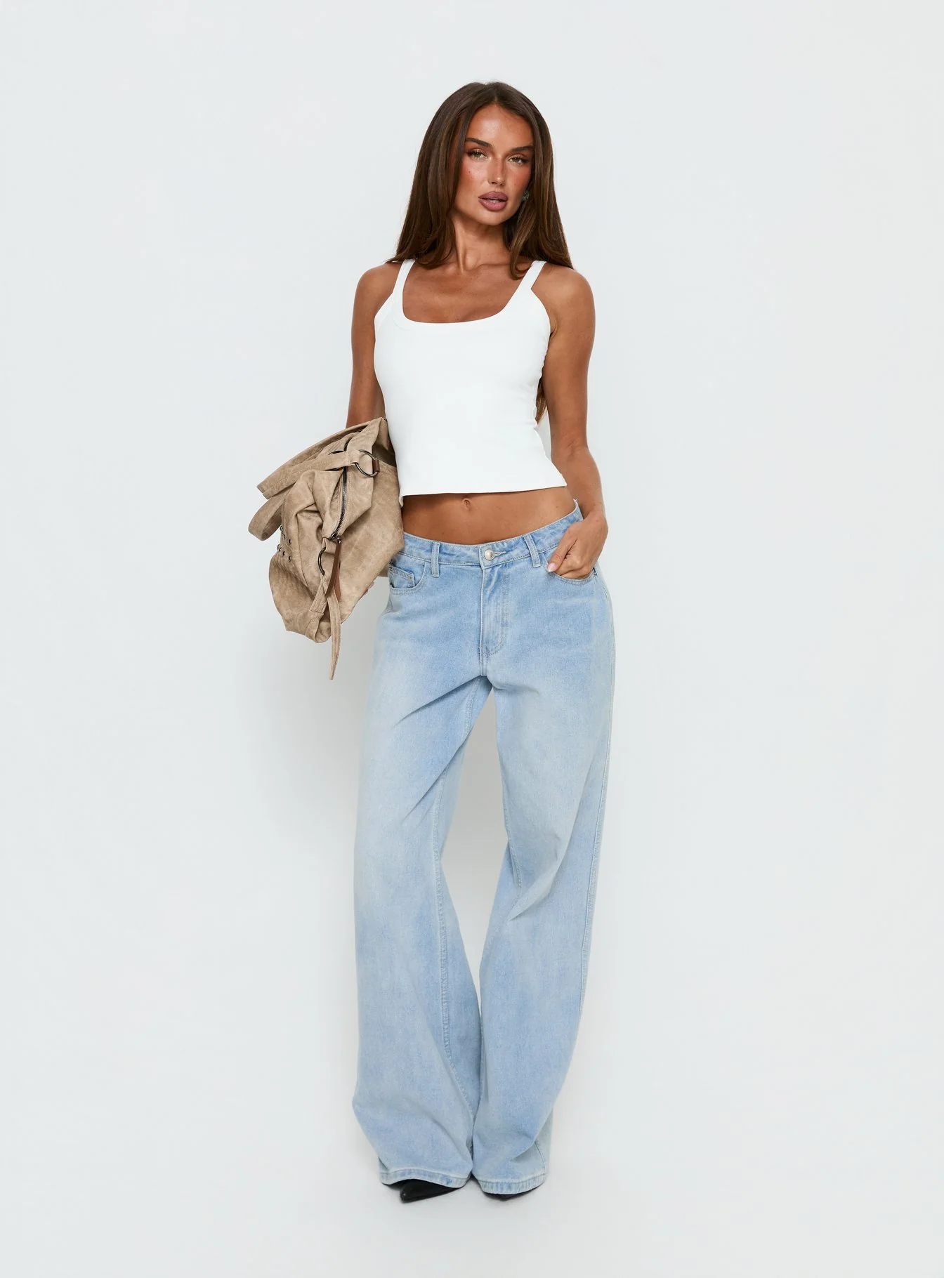 Kasper Cinched Tank Top White