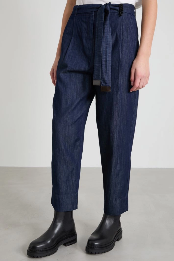 Lightweight denim trousers - BLUE