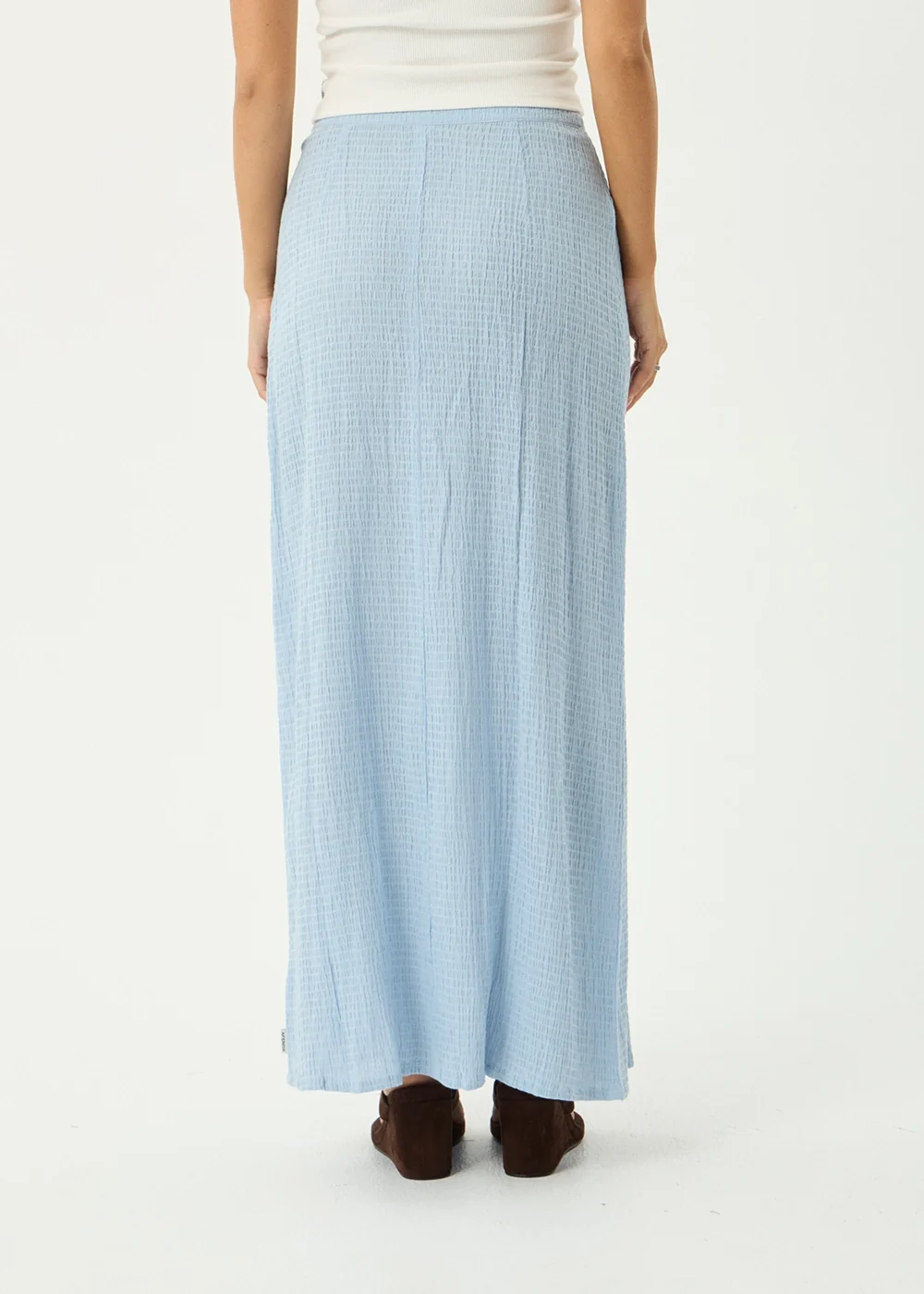 AFENDS Womens Lita - Seersucker Maxi Skirt - Blue