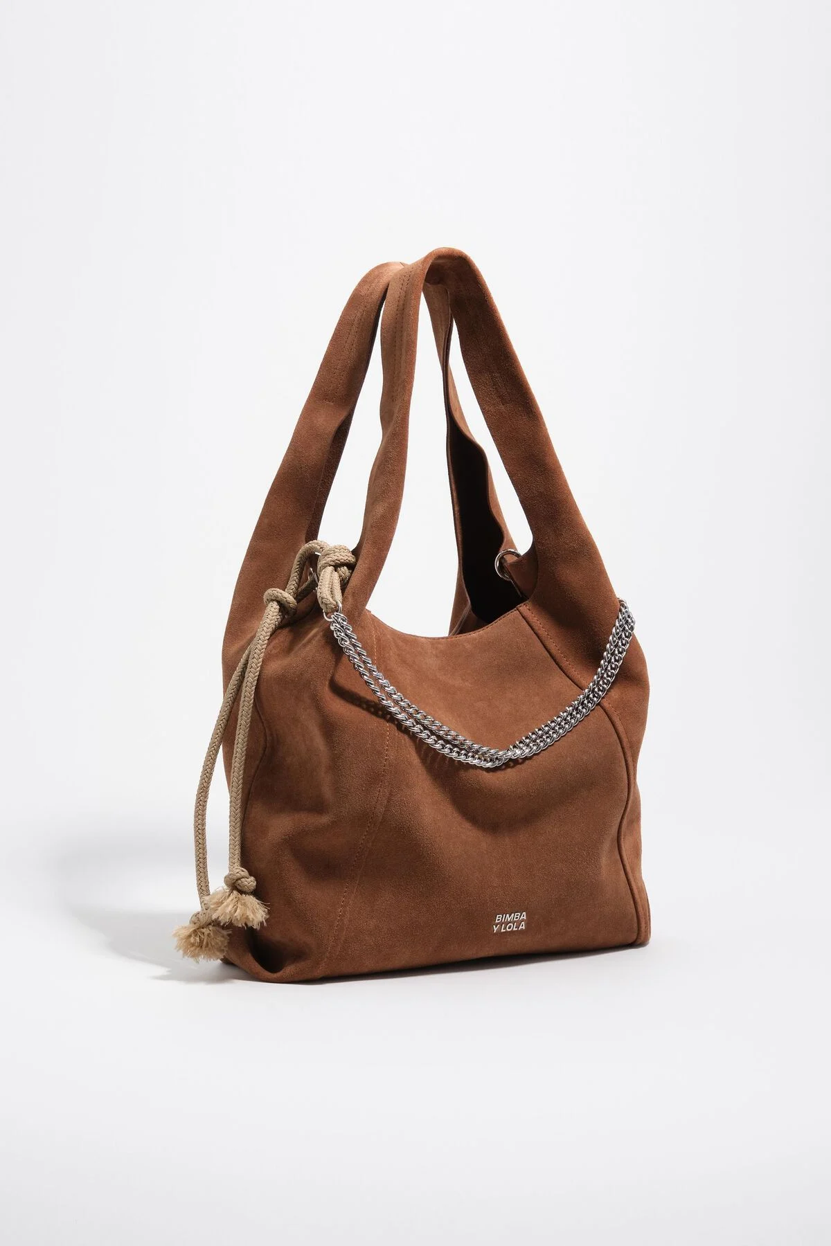 Chestnut large suede Paper bag