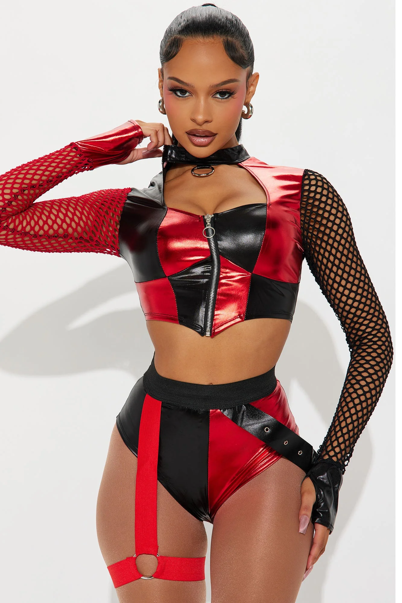Sexy Toxic Villain 2 Piece Costume Set - Red/Black