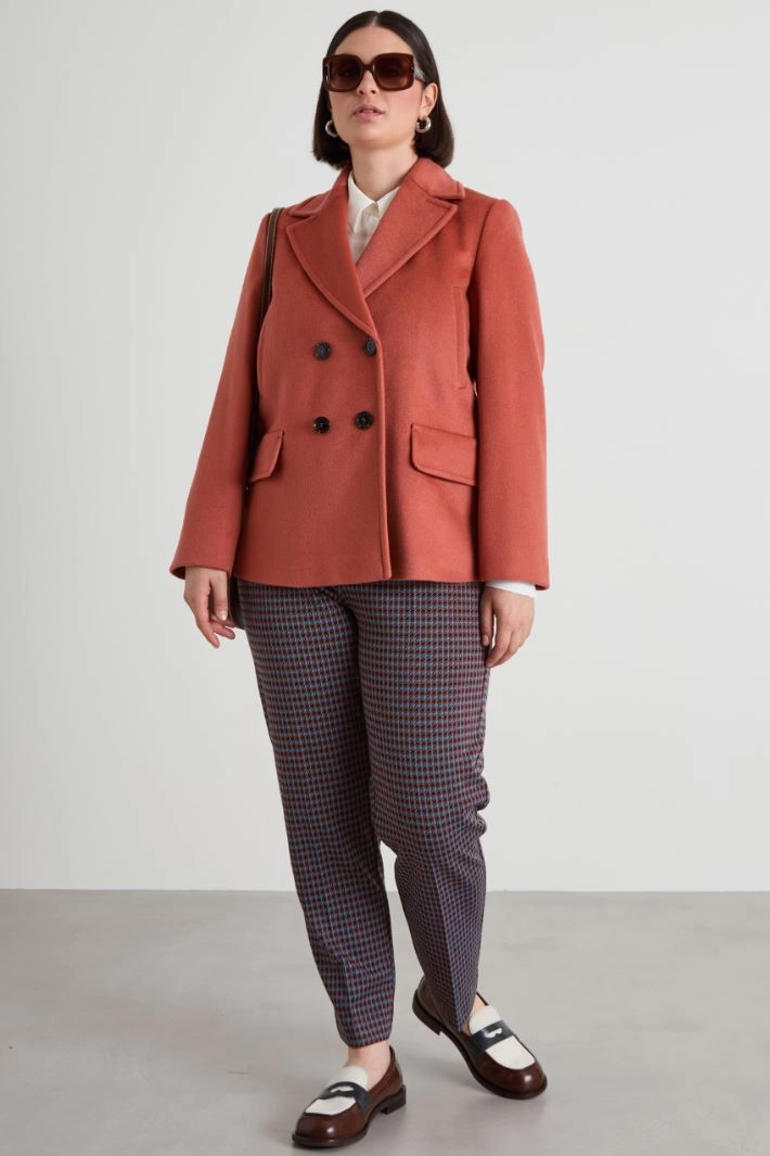 Wool drap pea coat - ANTIQUE PINK