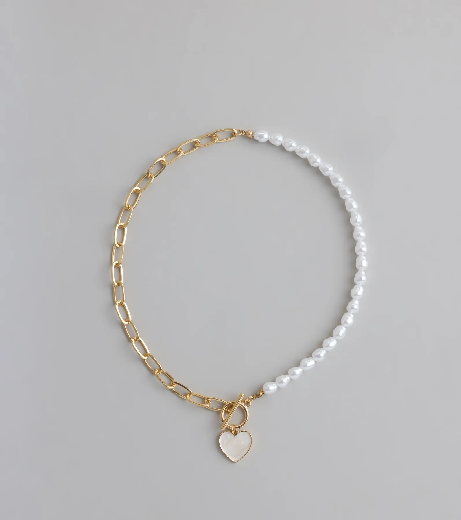 Trendy Charm Pearl Paperclip Chain Necklace