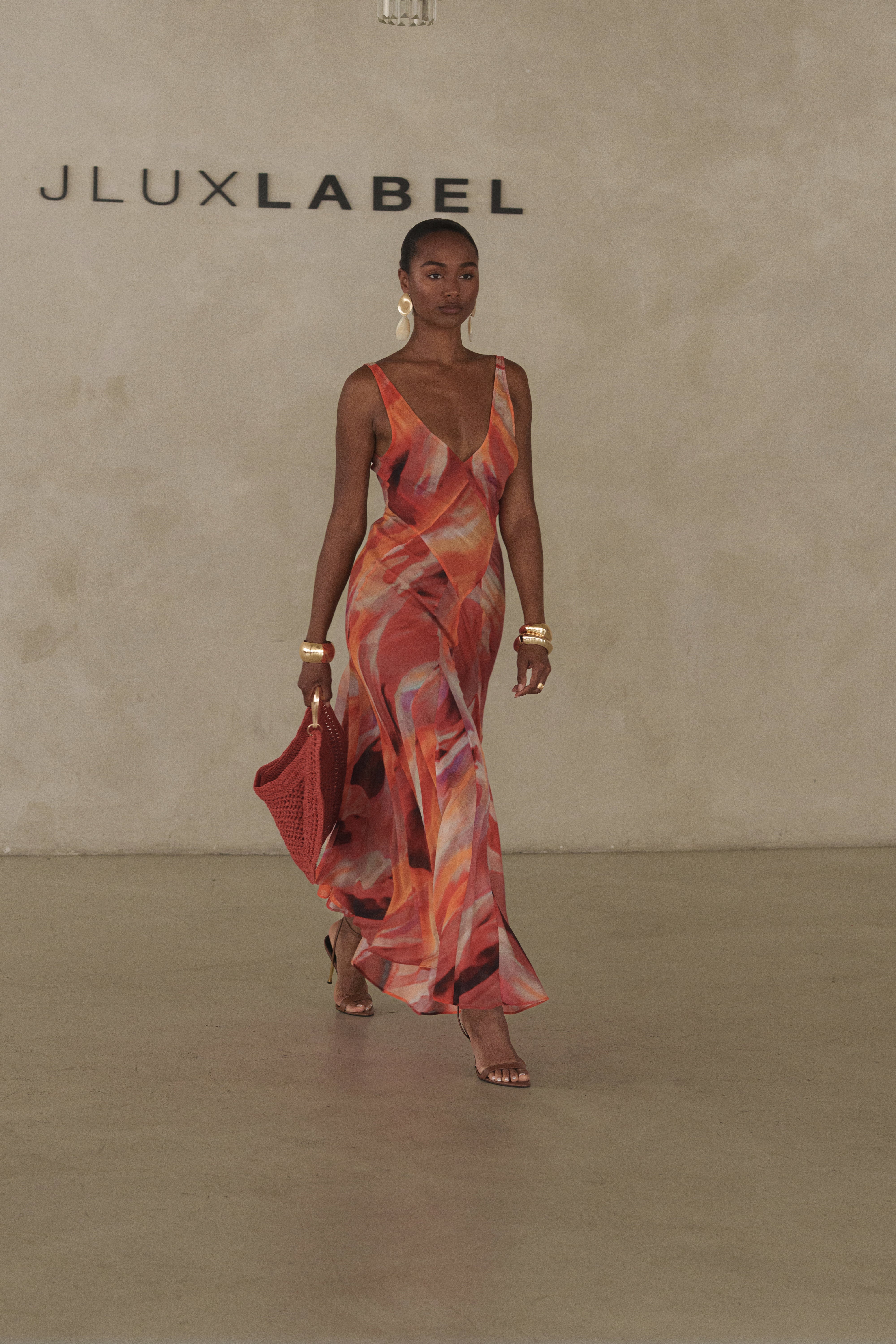 Red Prism Tide Maxi Dress