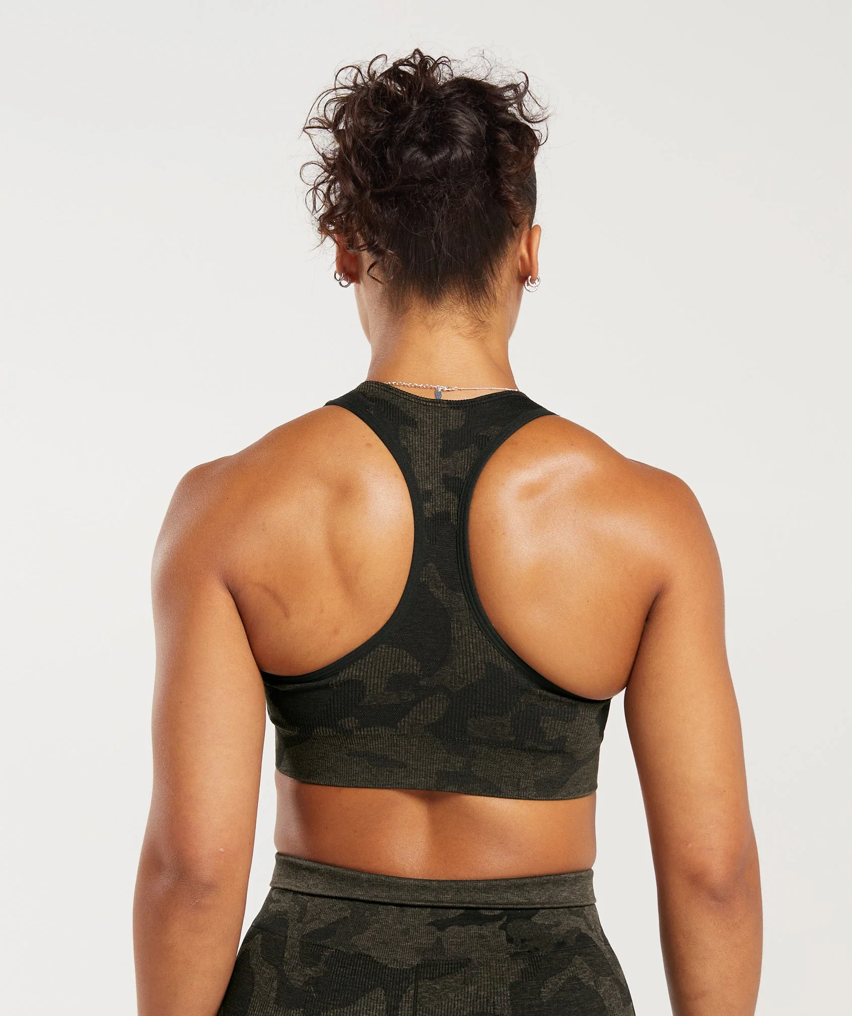 Adapt Camo Seamless Ribbed Sports Bra Black/Camo Brown