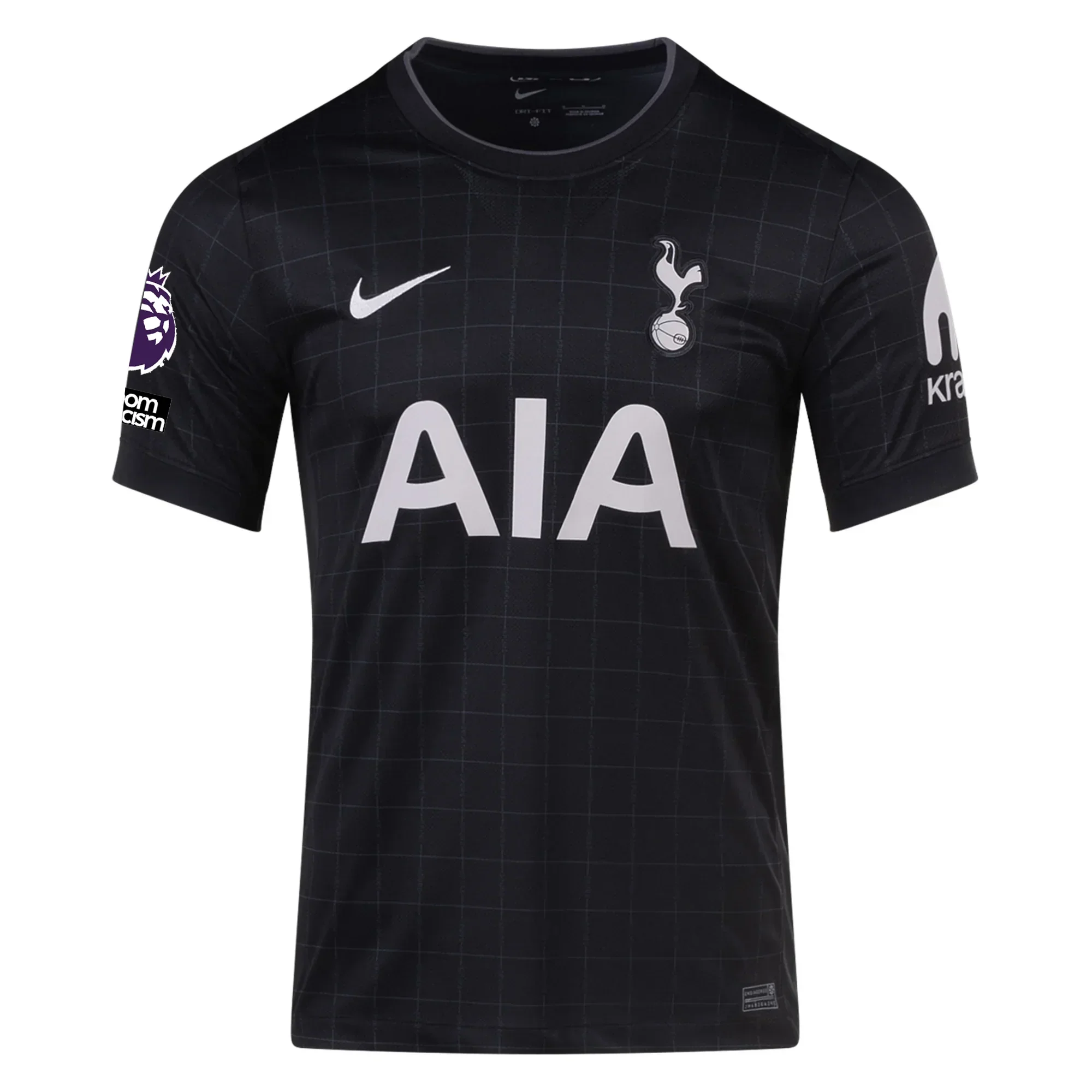 Son Men's Tottenham Away Jersey w/ EPL + No Room For Racism Patches 25/26 (Black/Iron)