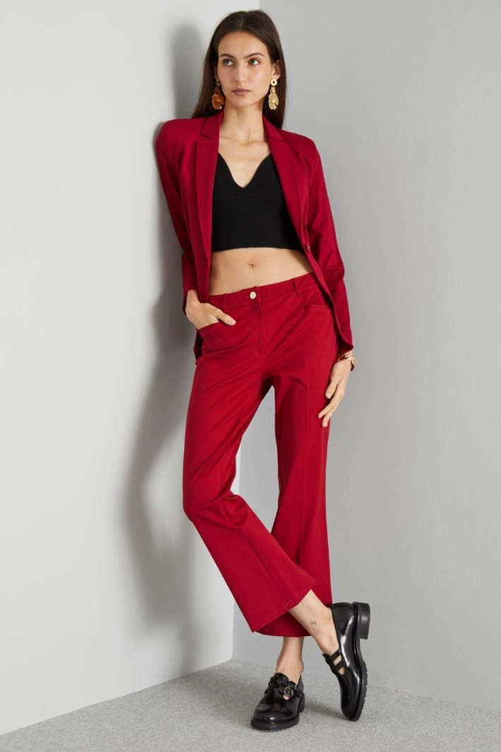 Kick-flare cotton trousers - RED