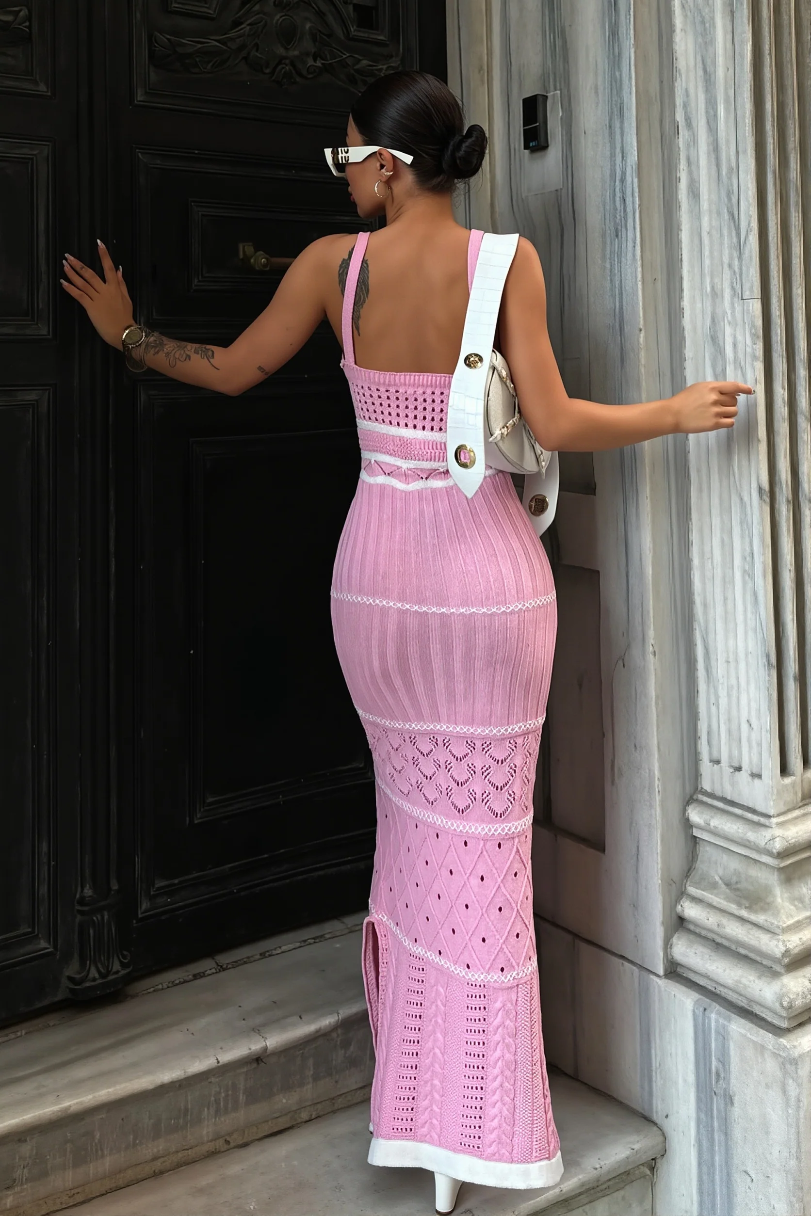 Knit Texture Cutout Bodycon Maxi Dress