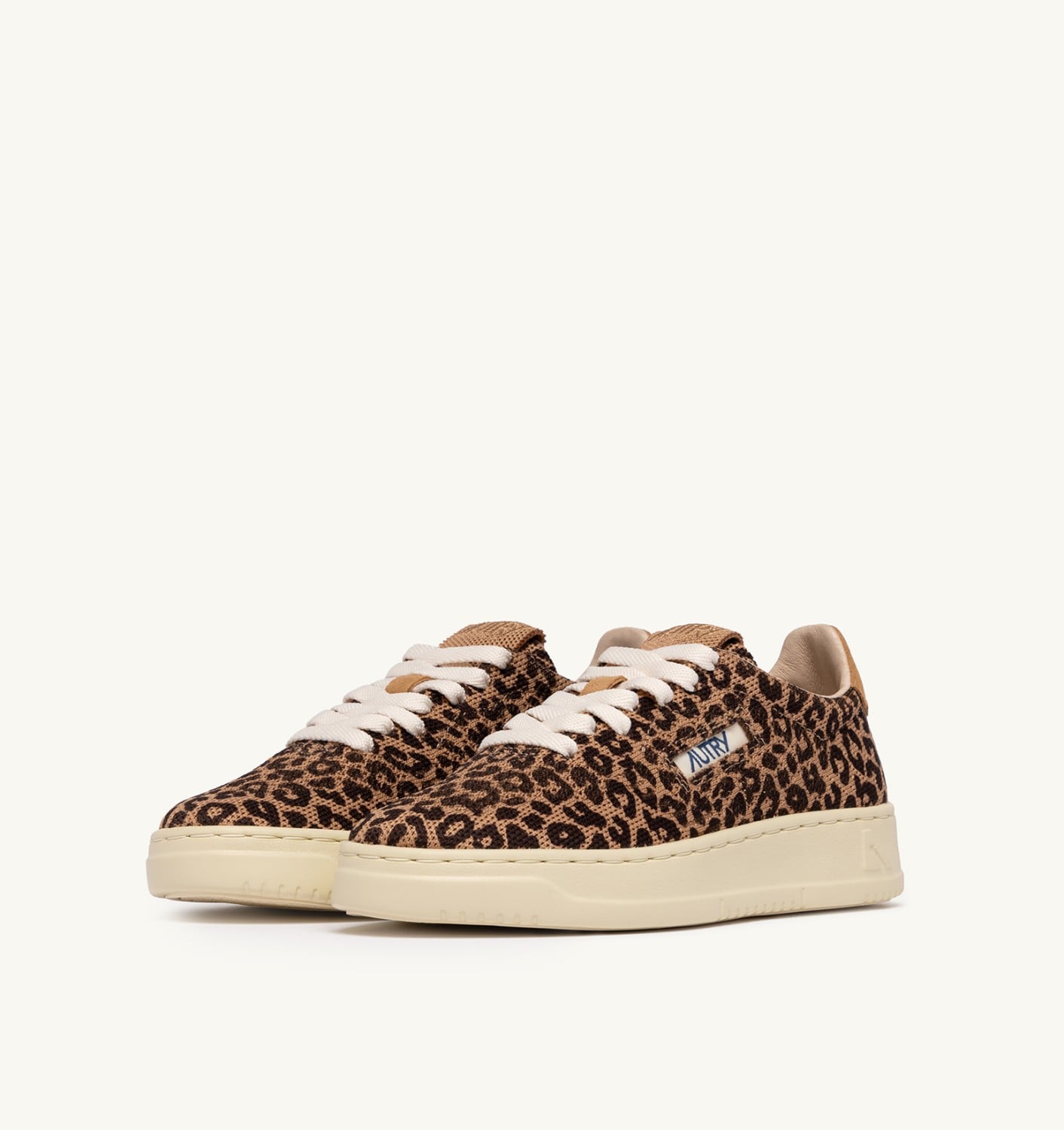 MEDALIST EASEKNIT LOW SNEAKERS IN 'LEOPARD PRINT' BROWN AND BEIGE KNIT