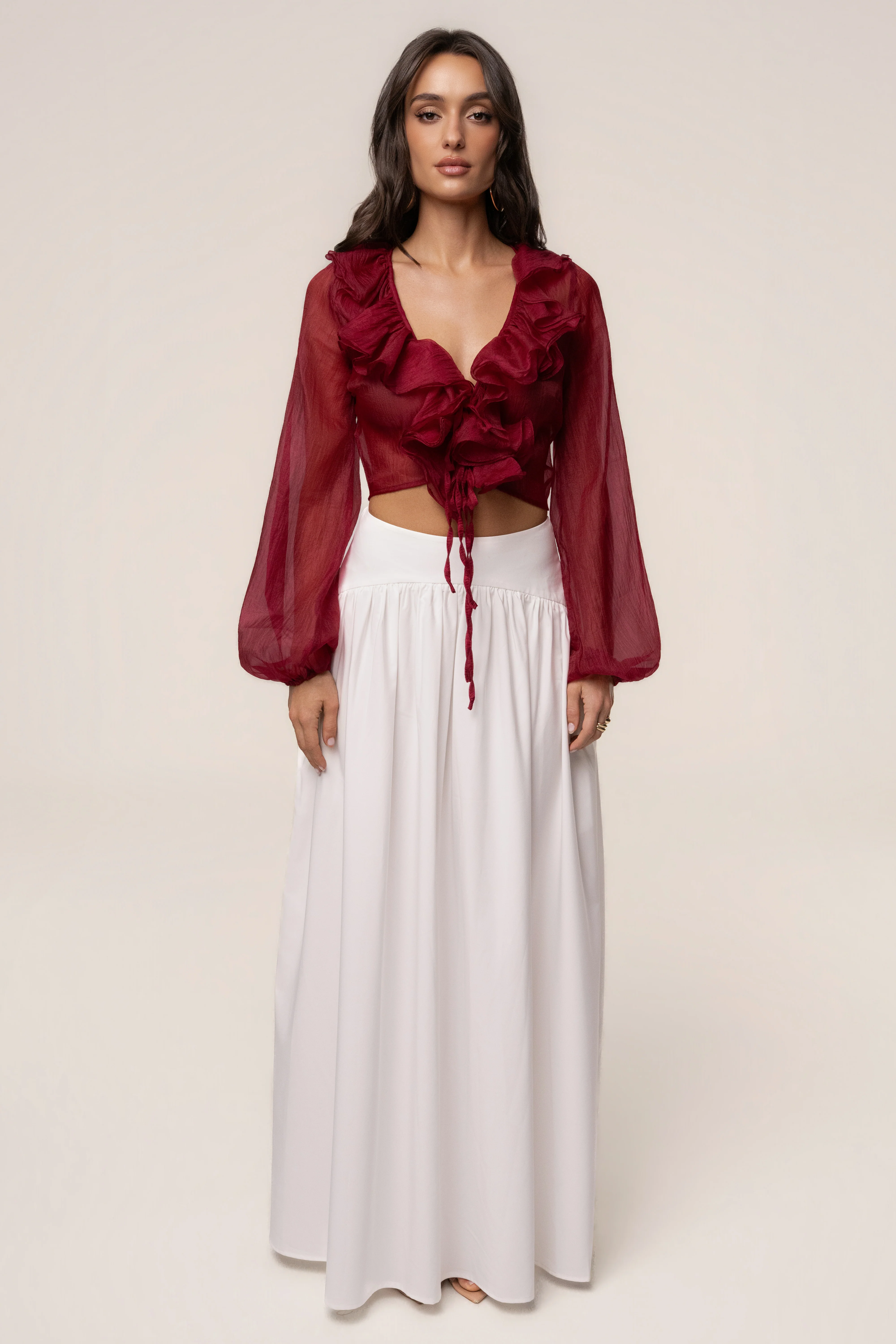 Berry Delilah Ruffled Top