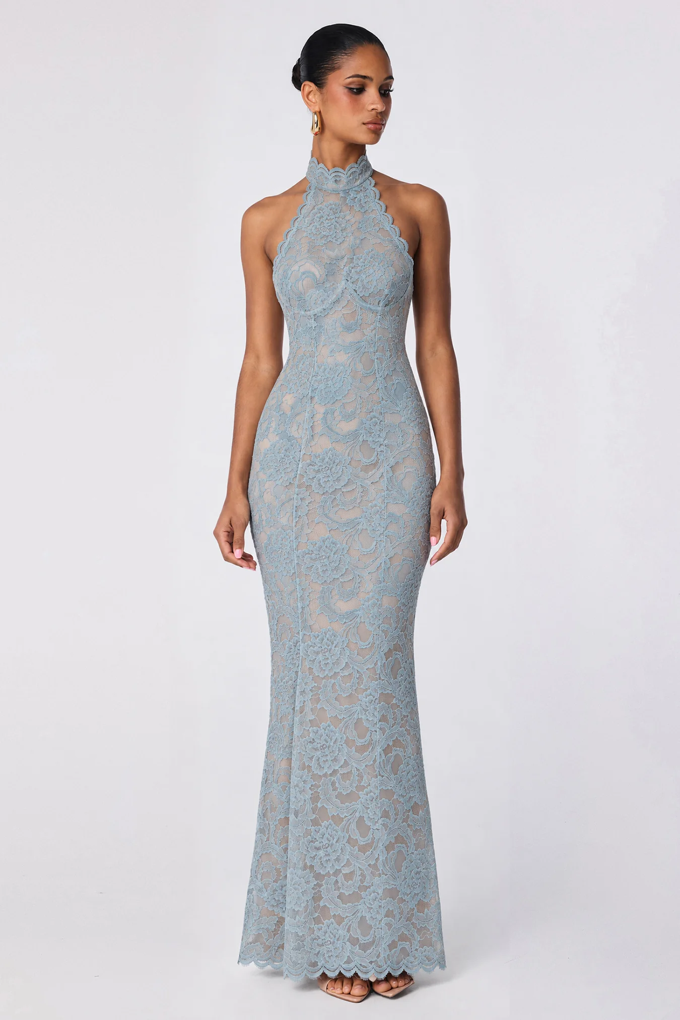 Delphine Lace Halter Gown