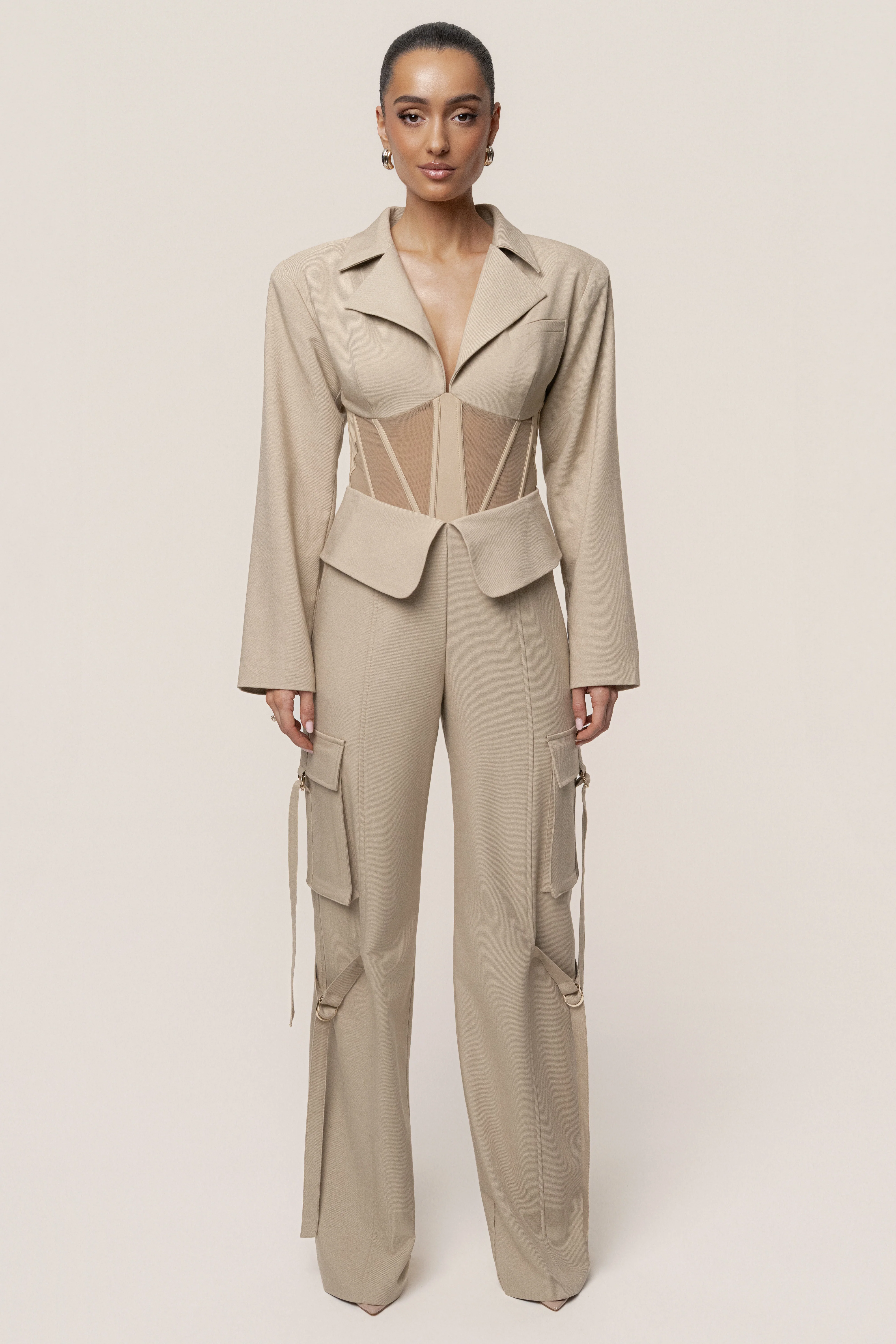 Stone Downtown Blazer Bodysuit