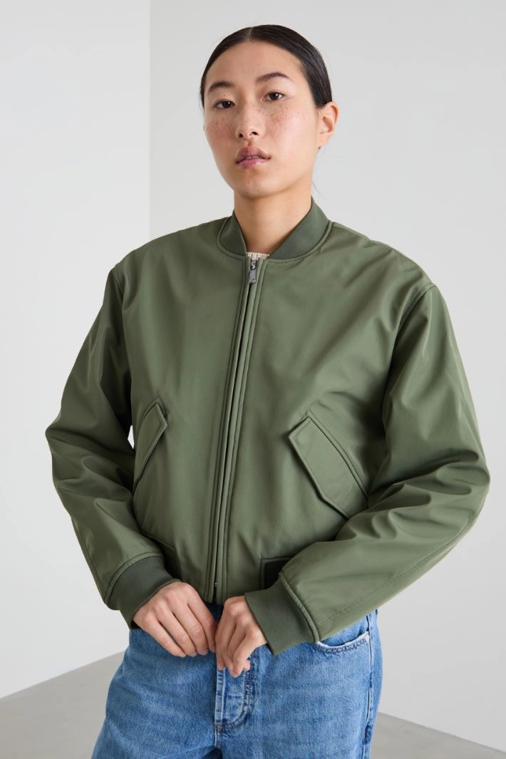 Technical fabric bomber jacket - KHAKI GREEN