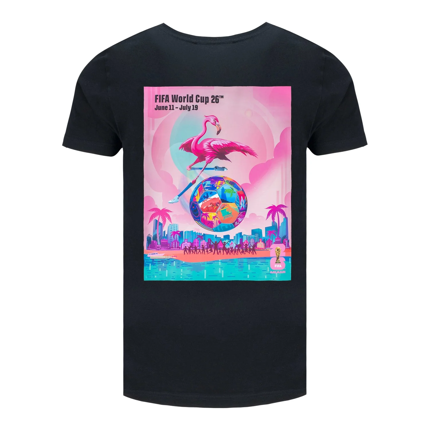 2026 Soccer Fan Collection Miami Poster Black T-Shirt - Unisex
