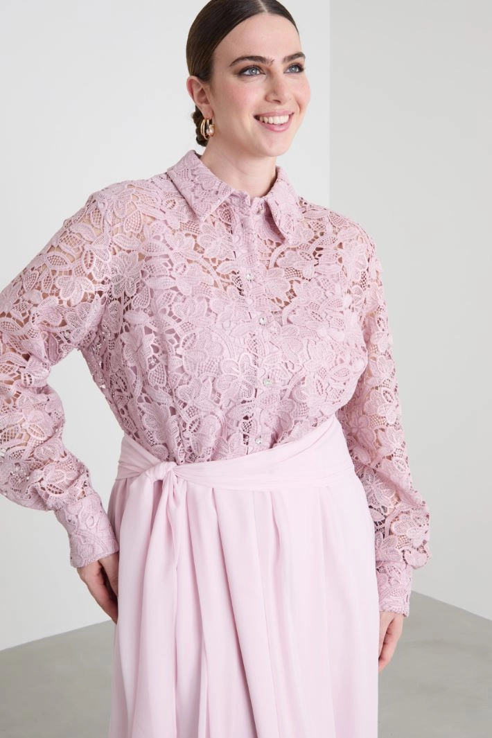 Lace and silk dress - LIGHT PINK
