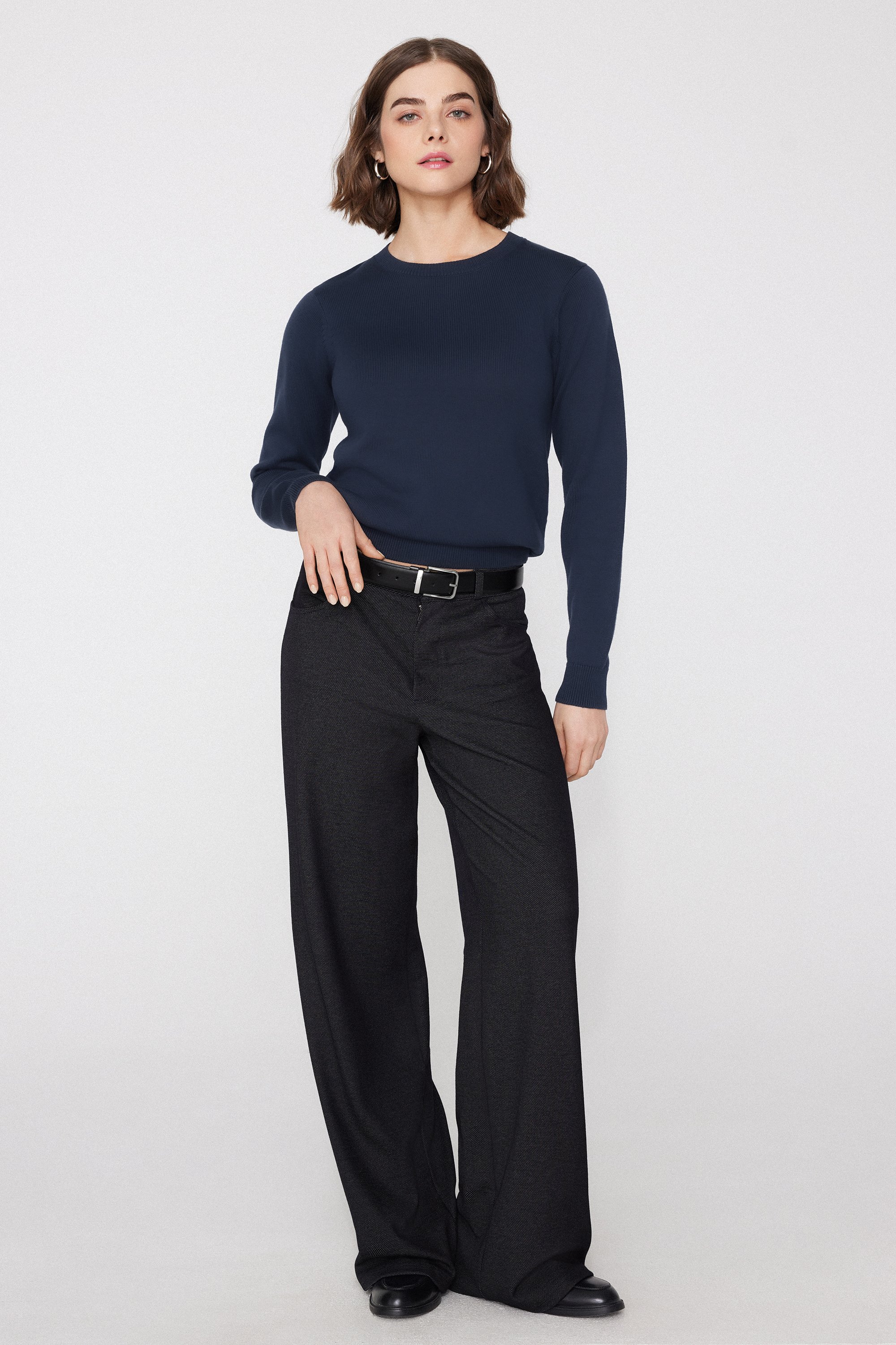 Fully-Fashioned Cotton and Modal Round Neck Jumper
