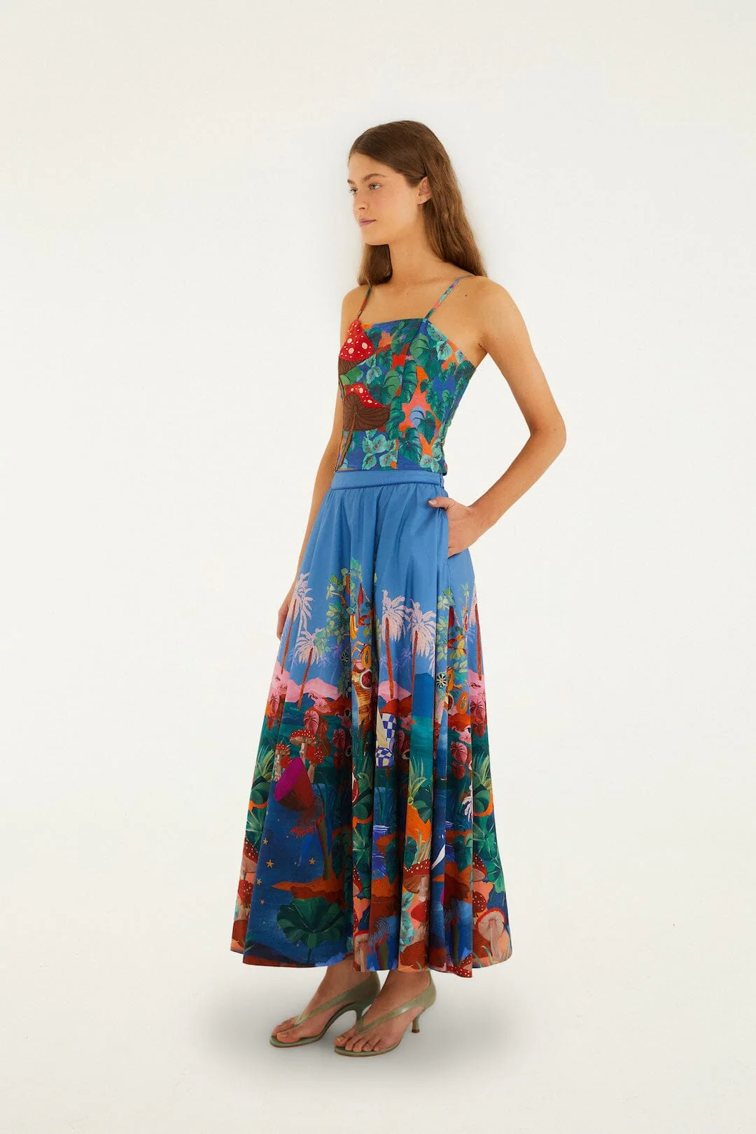 Mushroom Dream Landscape Embroidered Sleeveless Top