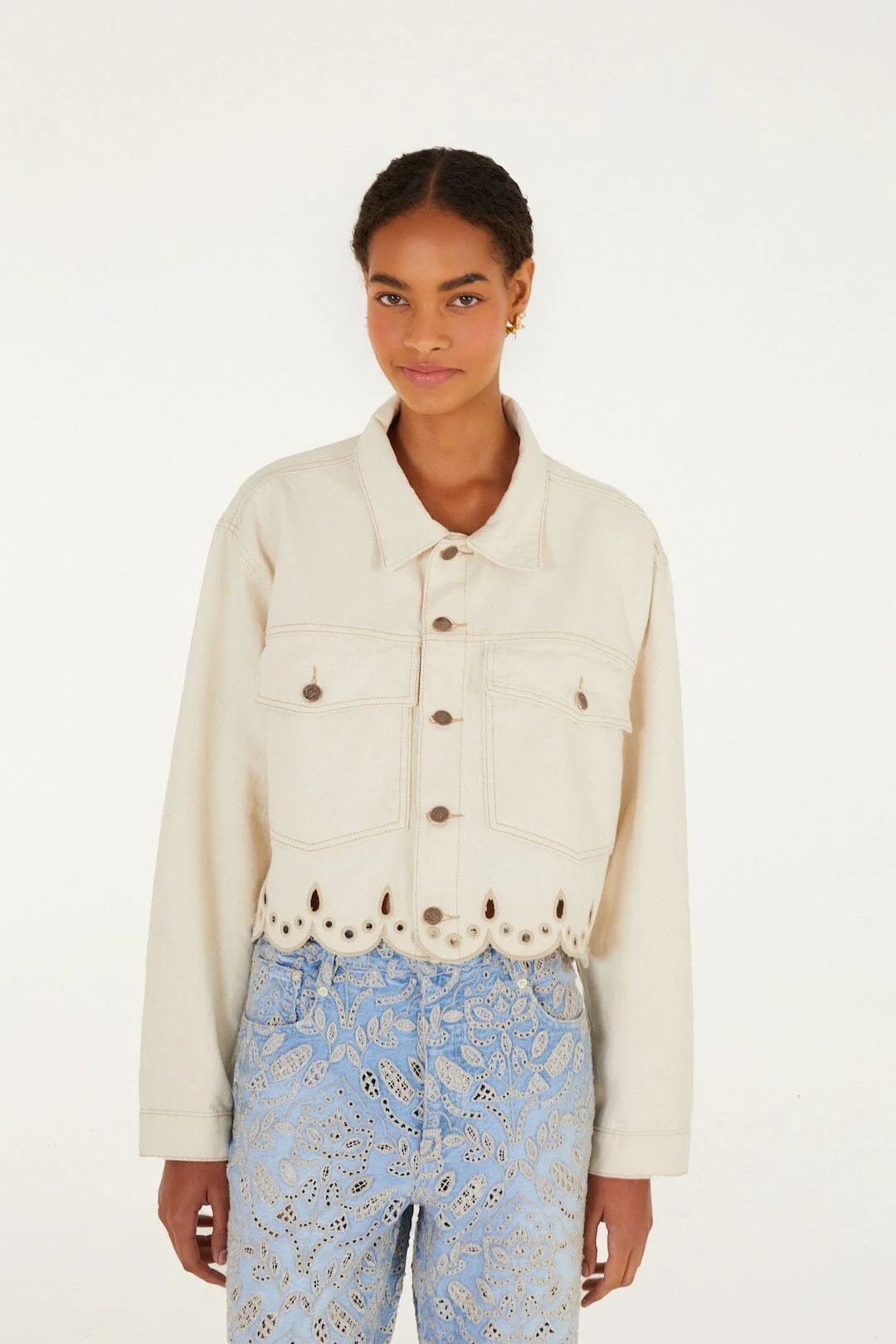 Beige Denim Canva Richelieu Jacket