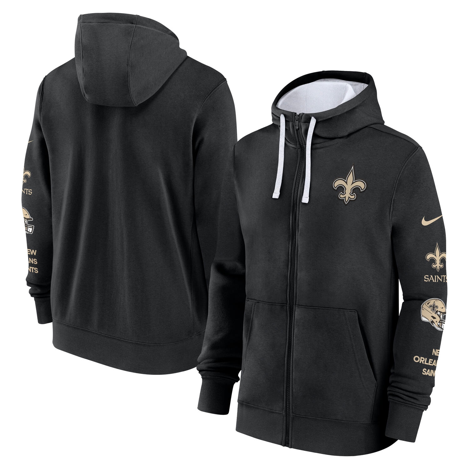 New Orleans Saints Full-Zip Nike Club Fleece Hoodie Black