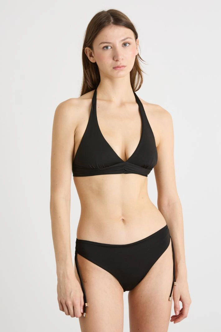 Jersey drawstring bikini bottoms - BLACK