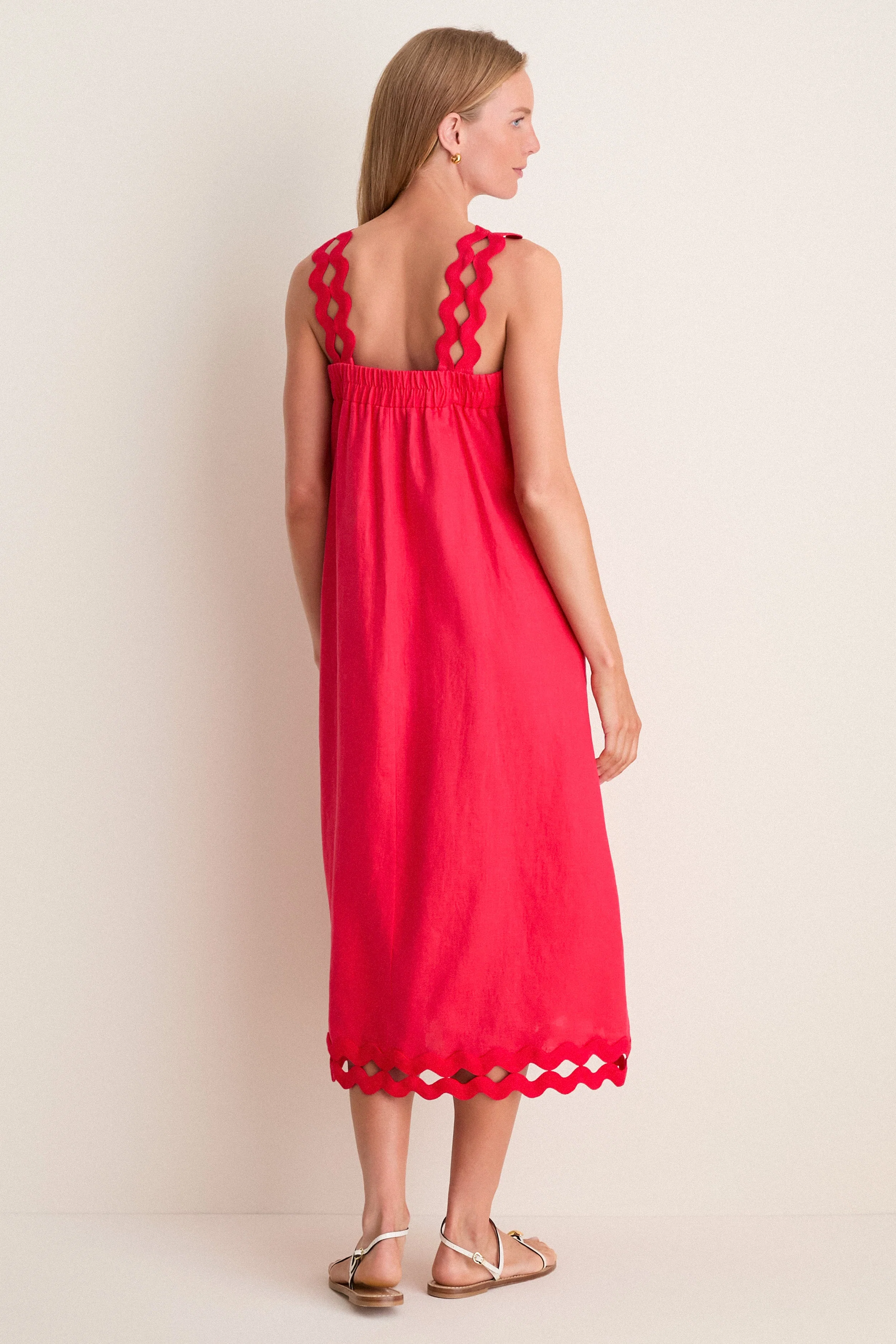 Cherry Ric Rac Linen Ellis Dress