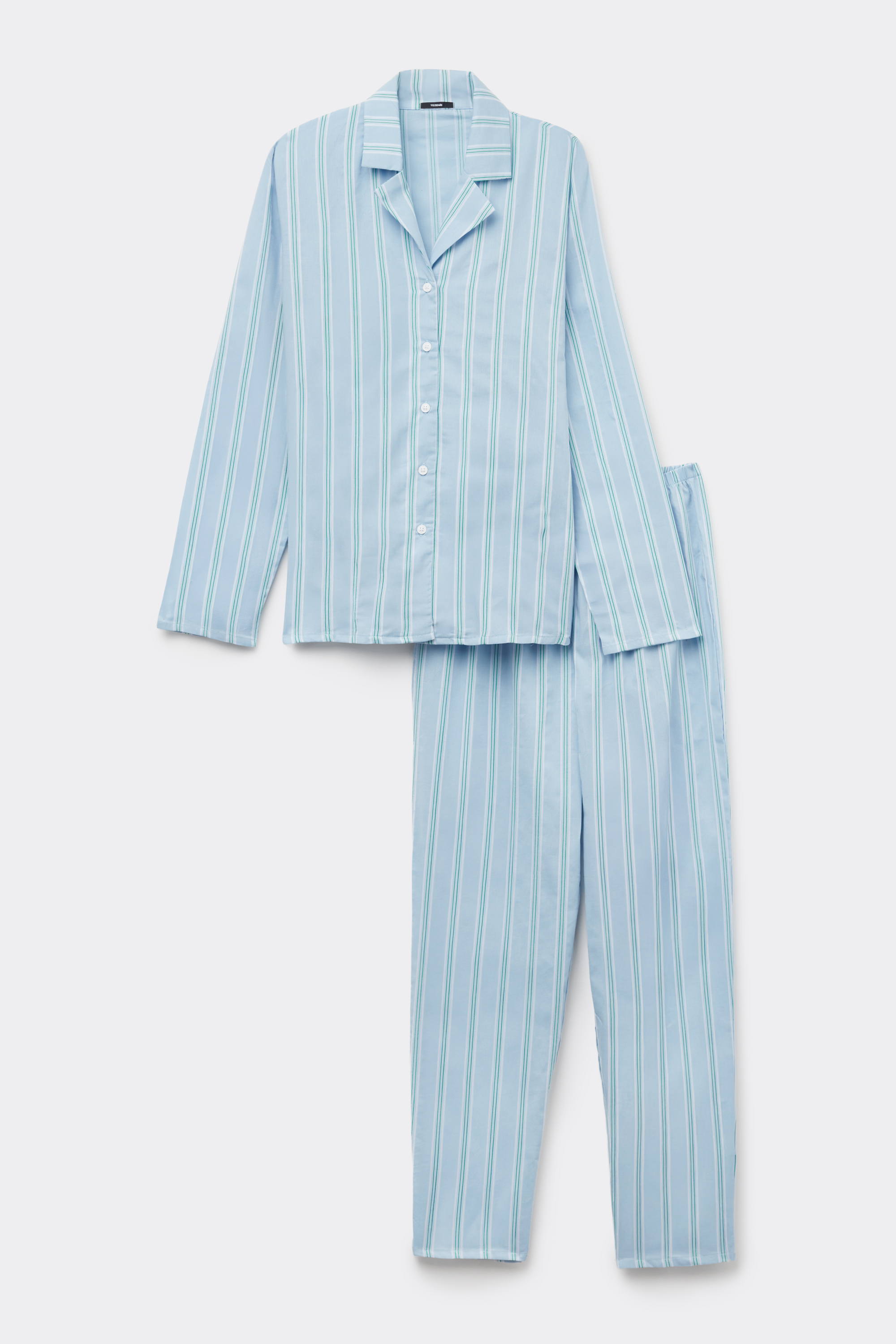 Long Button-Front Cotton Canvas Pyjamas