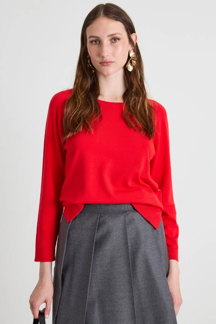 Viscose blend sweater - RED