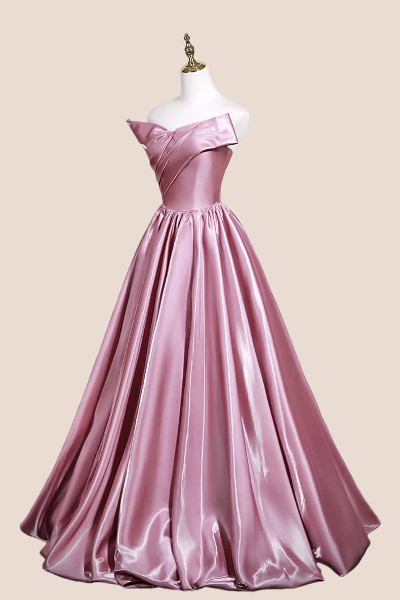 Strapless Blush A-line Formal Dress with Bow