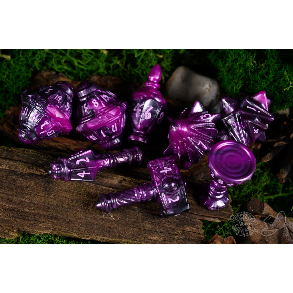 PolyHero Cleric 8 Dice Set Vile Violet