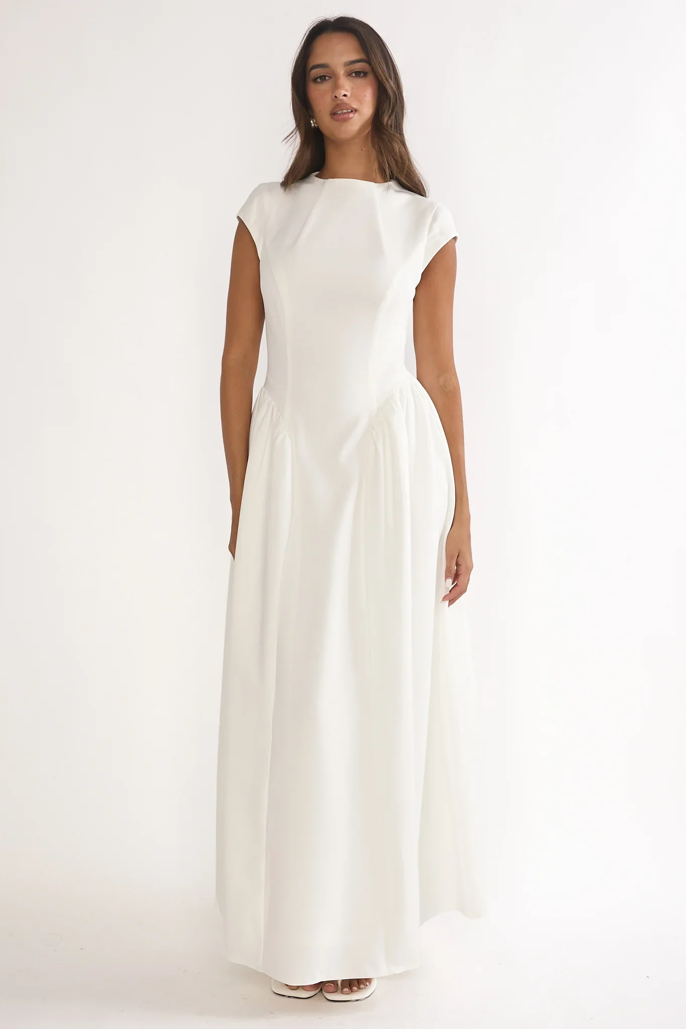 Lynnie Cap Sleeve Maxi Dress Cream