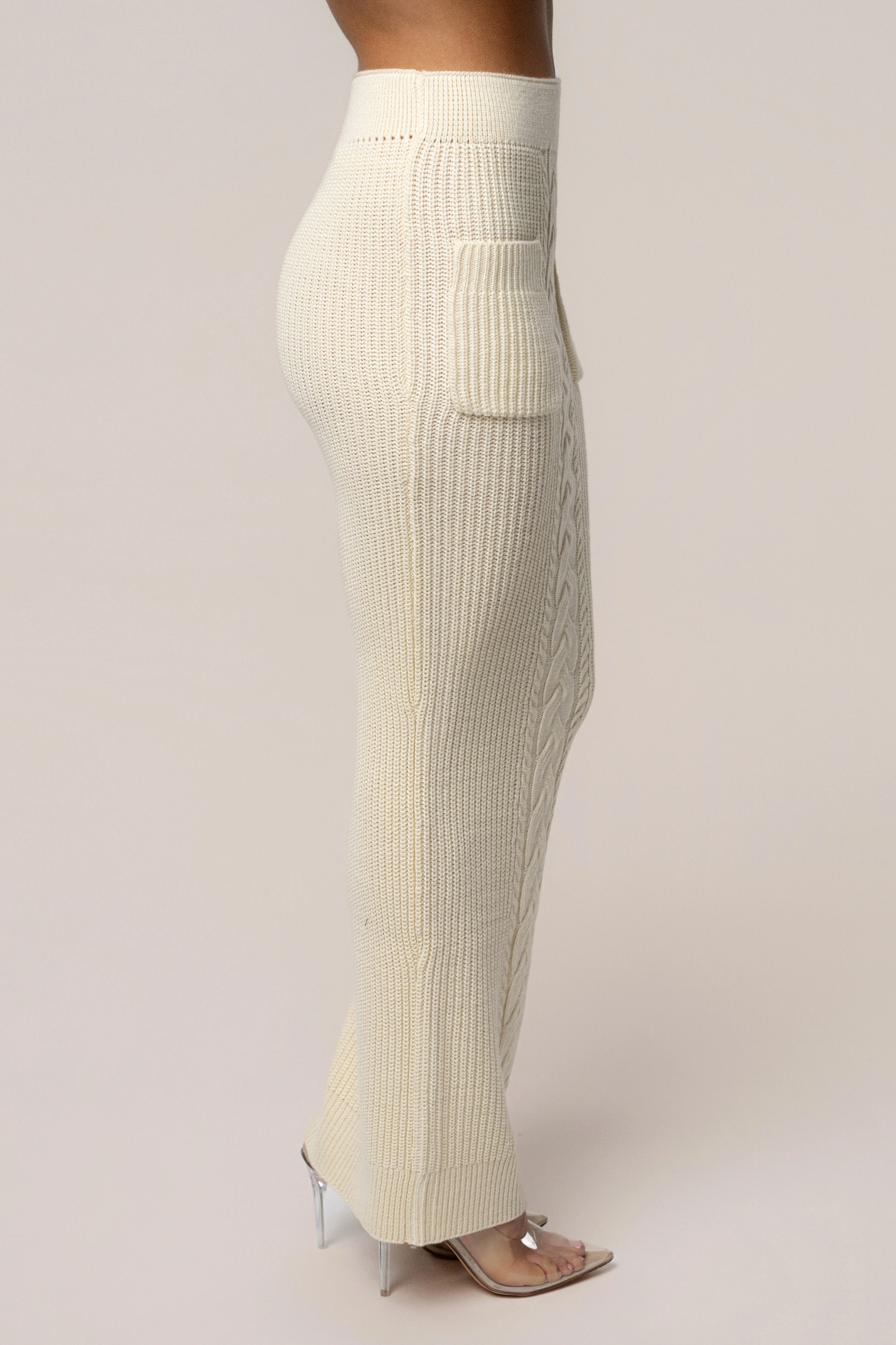Cream Missy Cable Sweater Midi Skirt