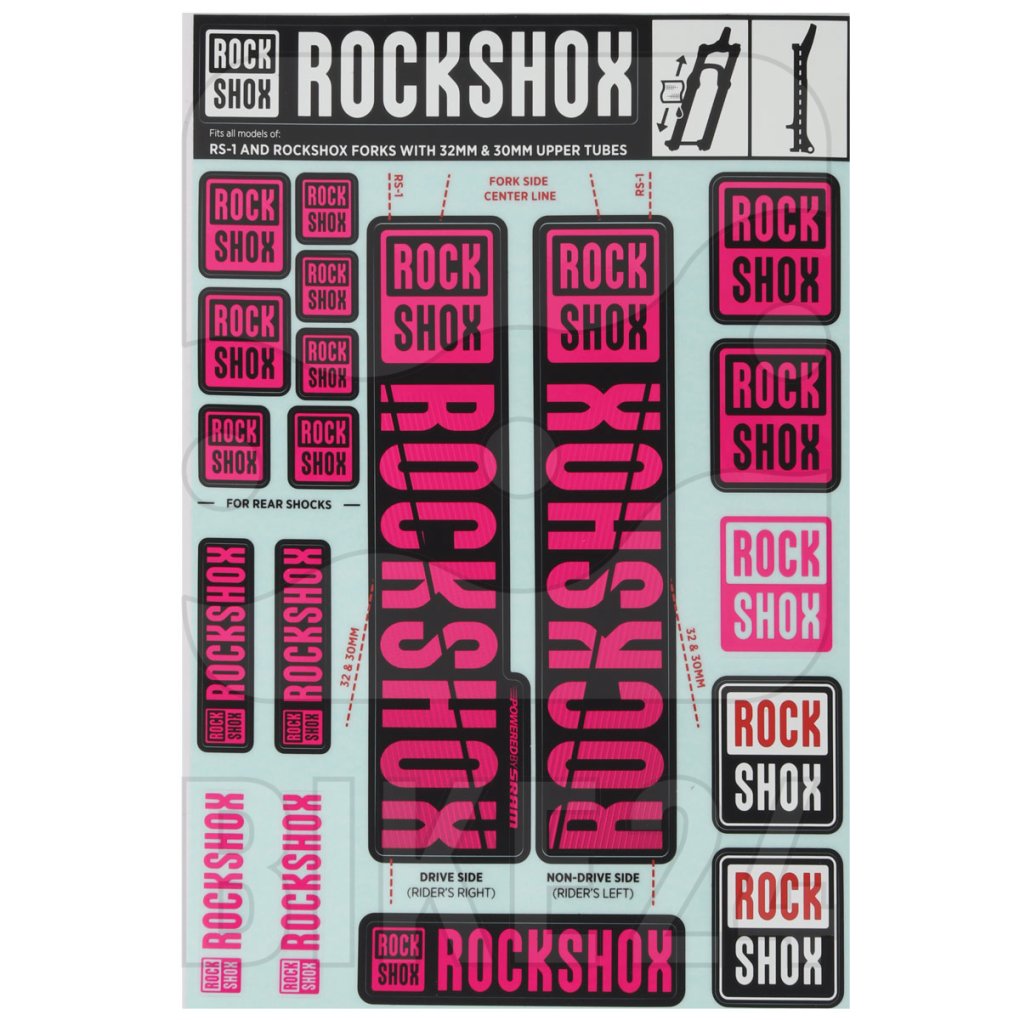 RockShox Decal Kit 30/32mm Stanchions - SID/Reba/Revelation (pre MY 2018)/Sektor /Recon/XC32/30 Gold/30 Silver/XC30