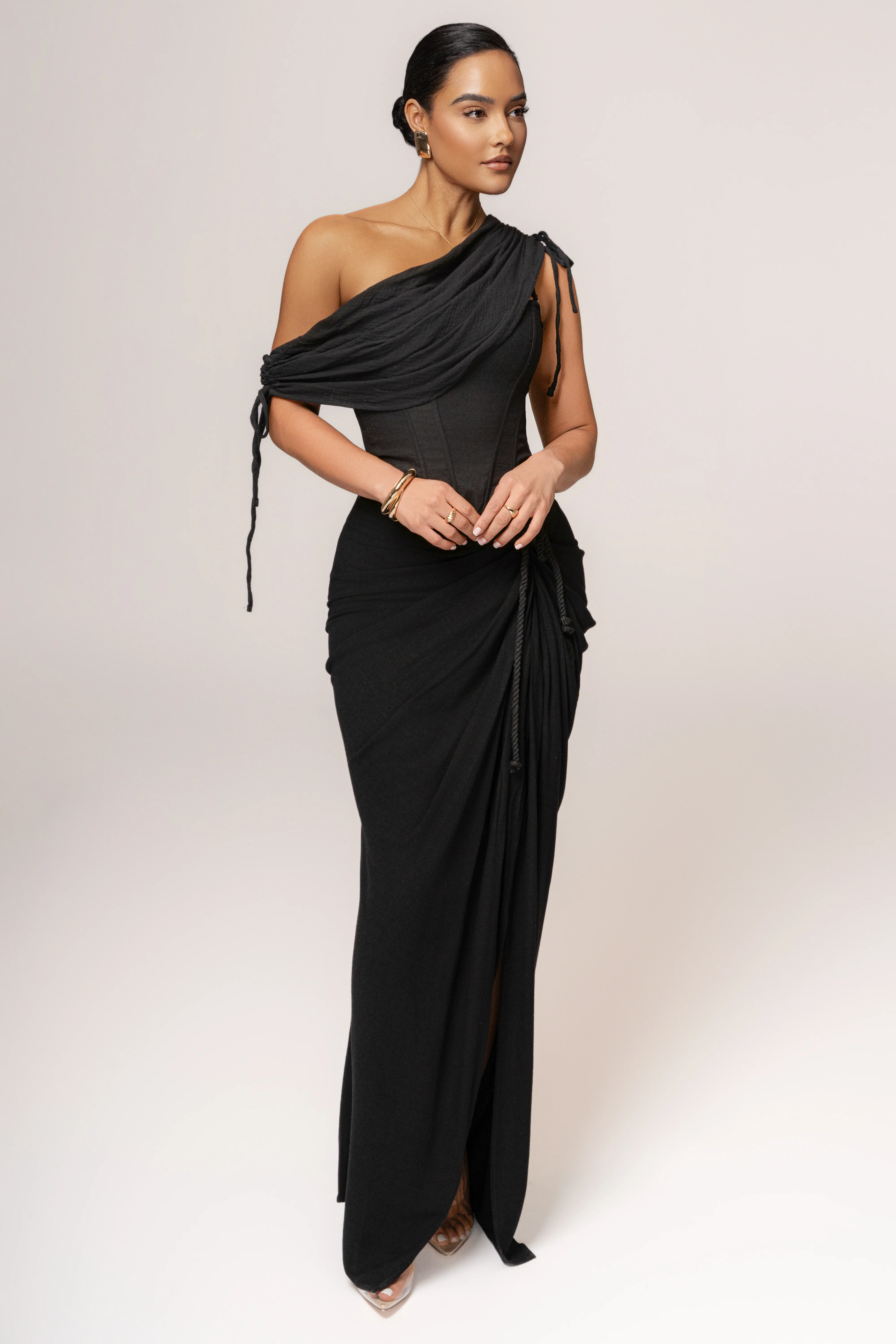 Black New Obsession Draped Top