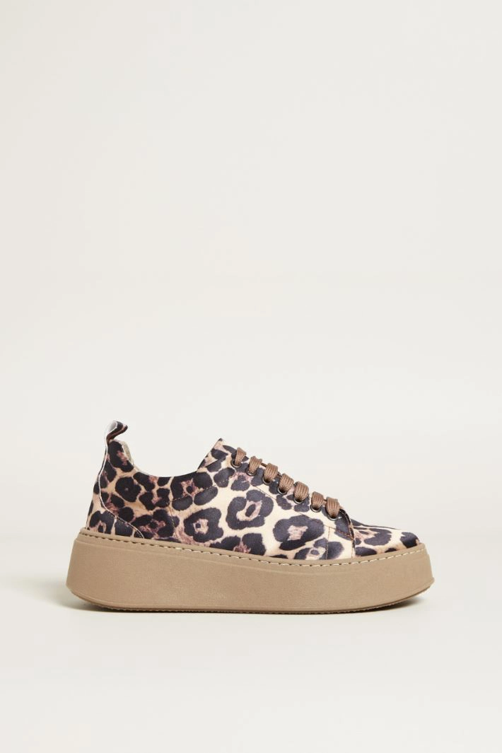 Animal print platform sneakers - BROWN BEIGE