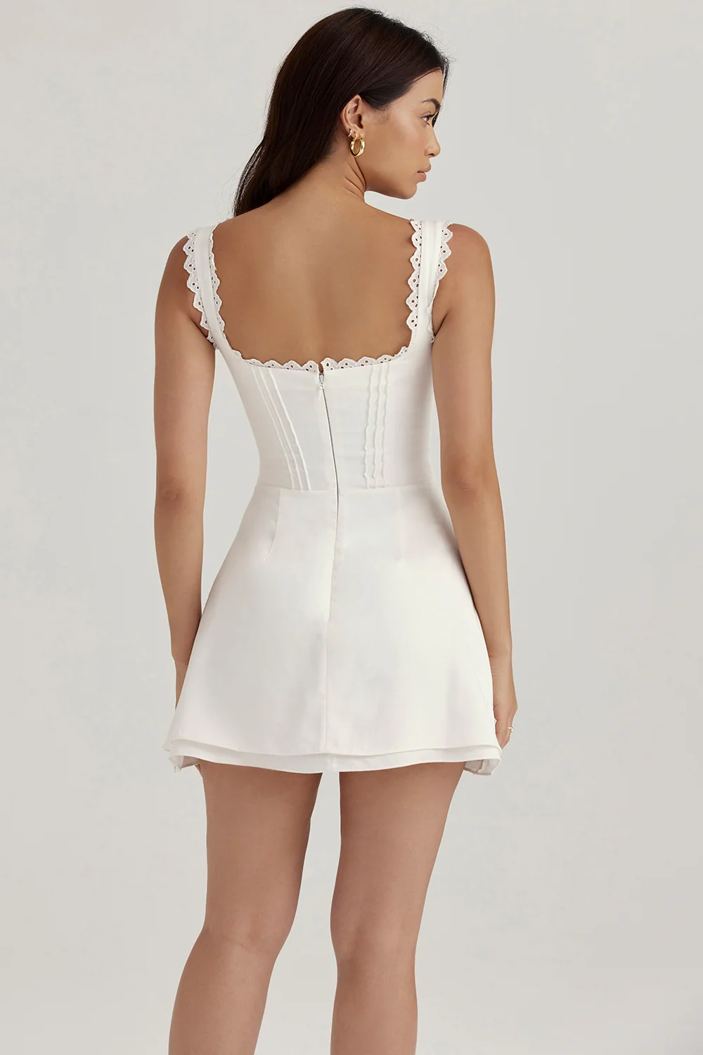 white pin tuck mini dress