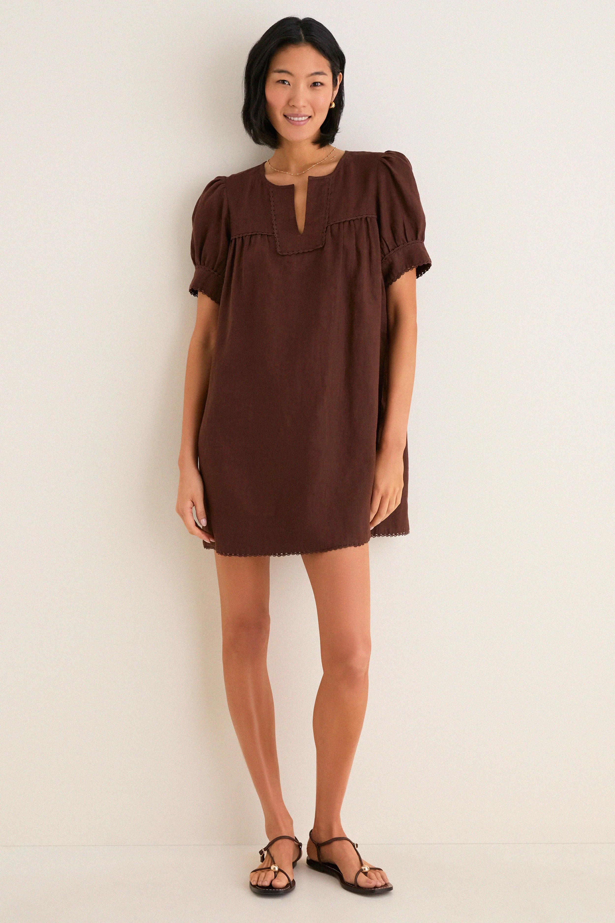 Chestnut Linen Bridget Dress