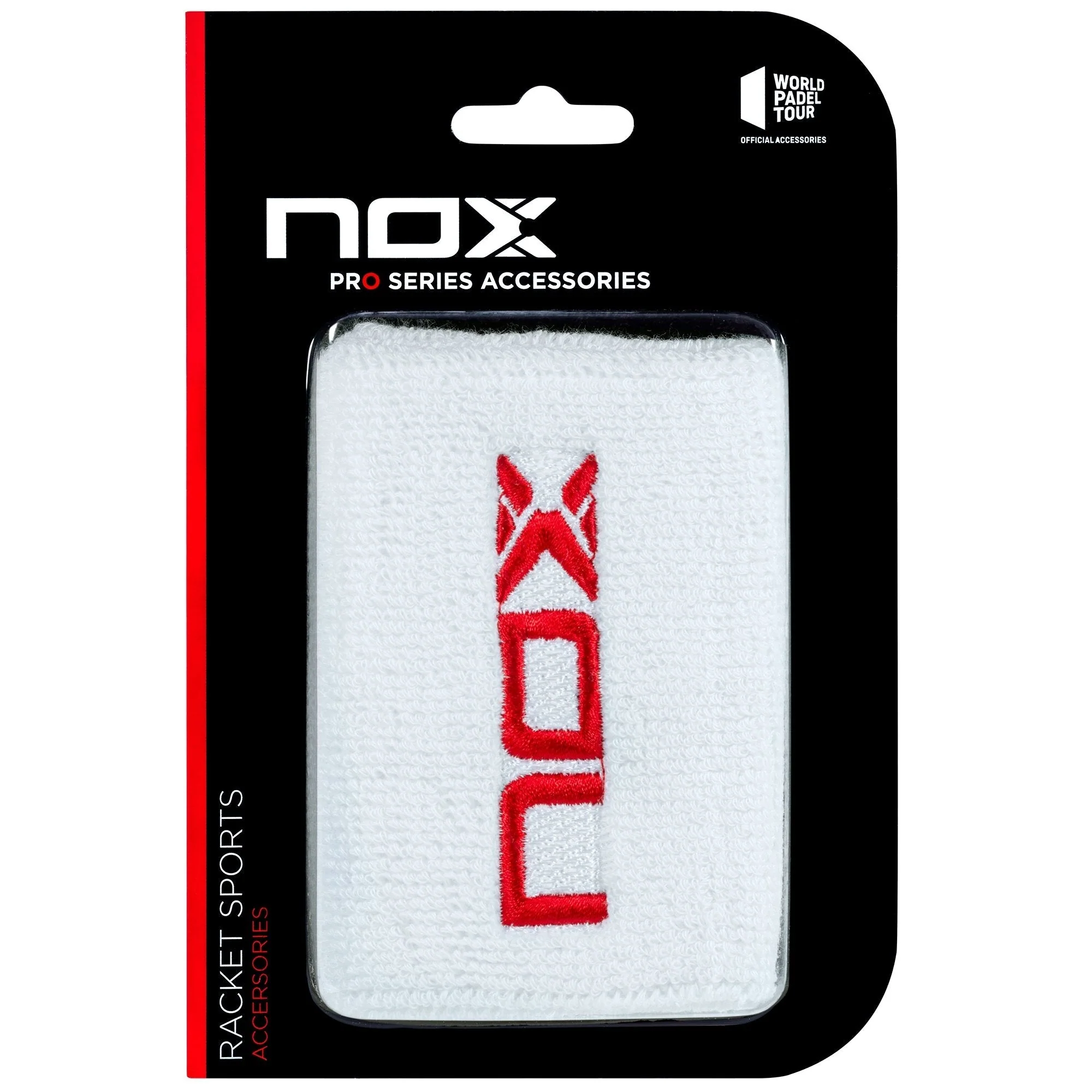 Bag of 6 pairs - NOX sports wristbands in white/red