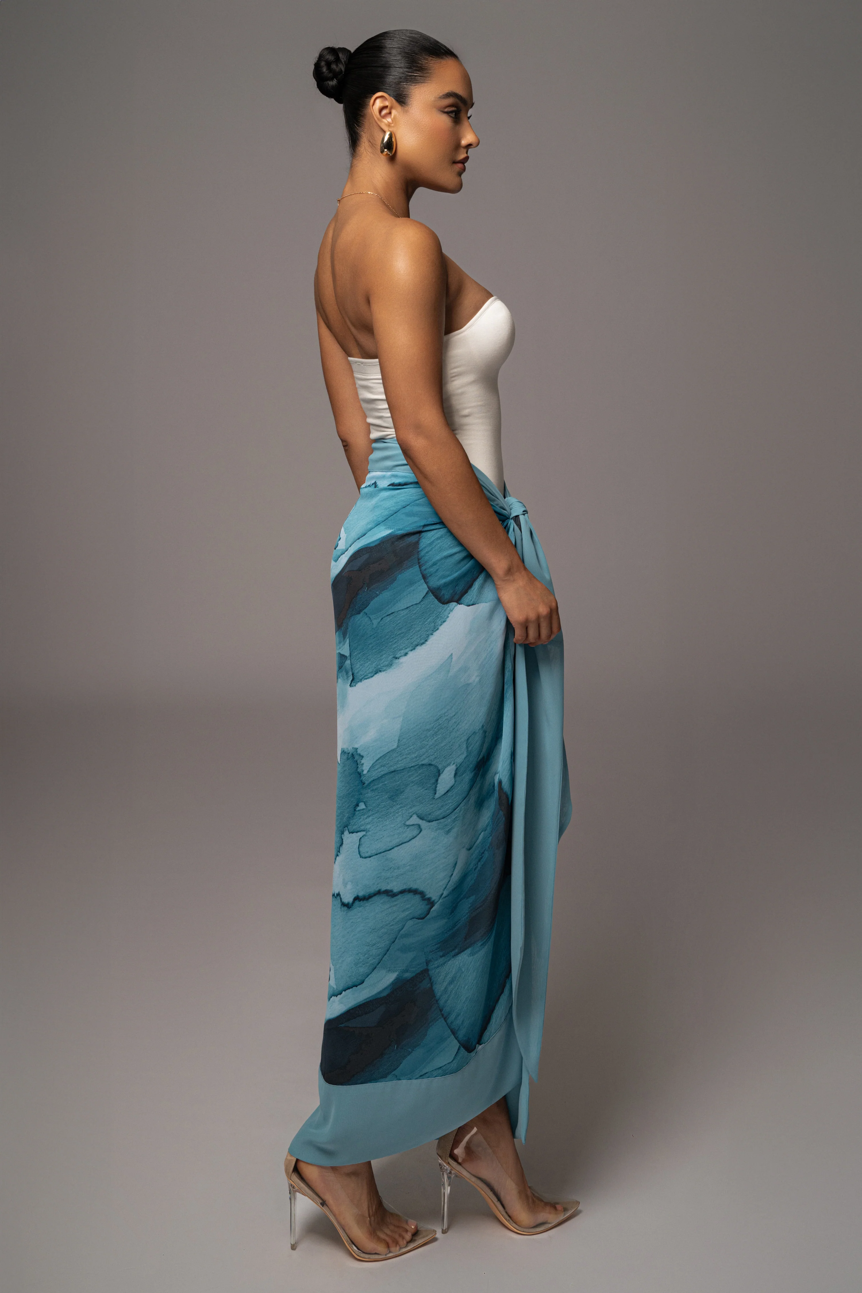 Blue Abstract Marine Print Sarong