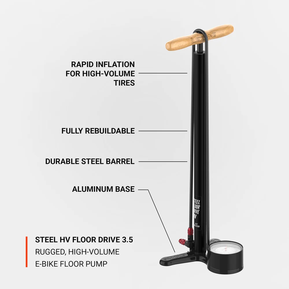 Lezyne Steel HV Floor Drive Floor Pump - black matt