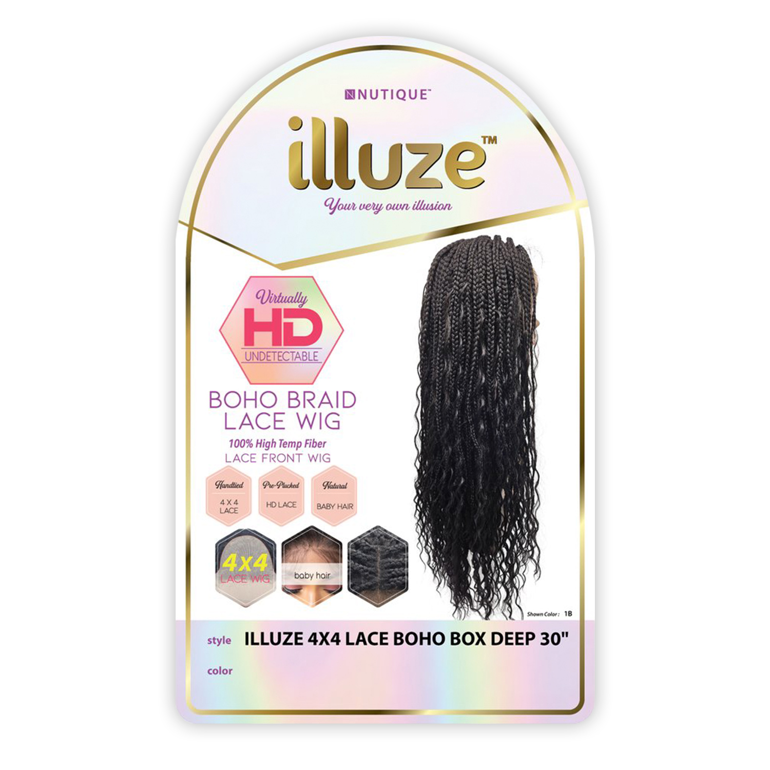 Nutique HD Braided Lace Front Wig Glueless Illuze 4X4 Lace Boho Box Deep 30