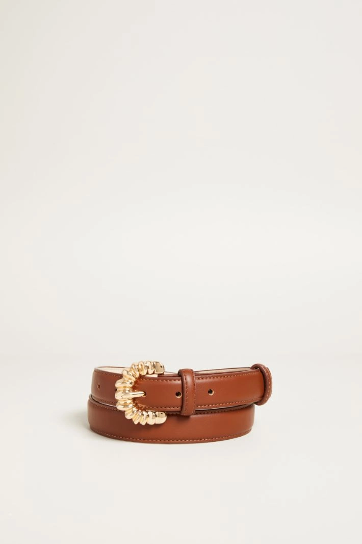 Belt with torchon buckle - LEATHER