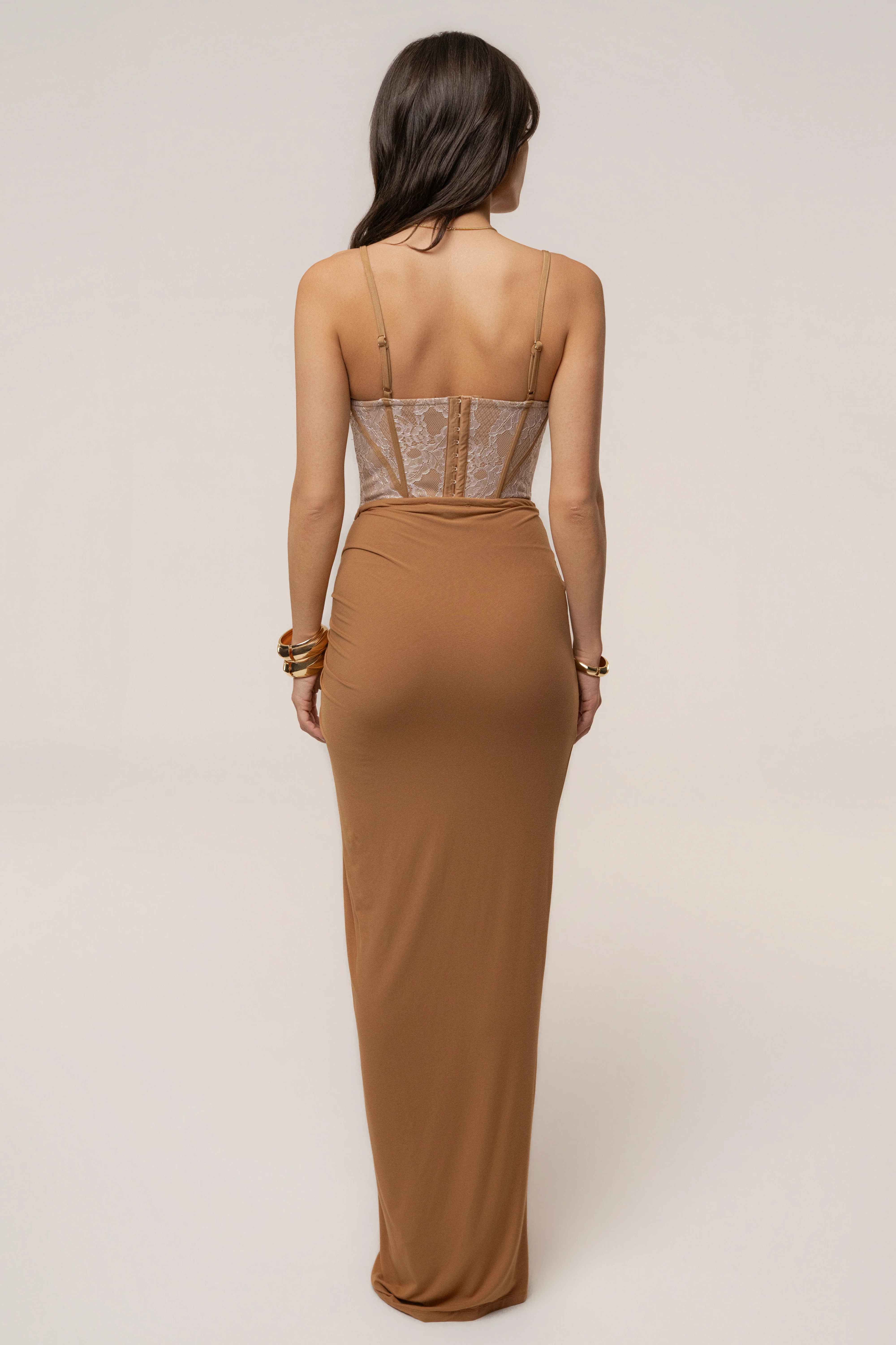 Tan Island Drape Maxi Skirt