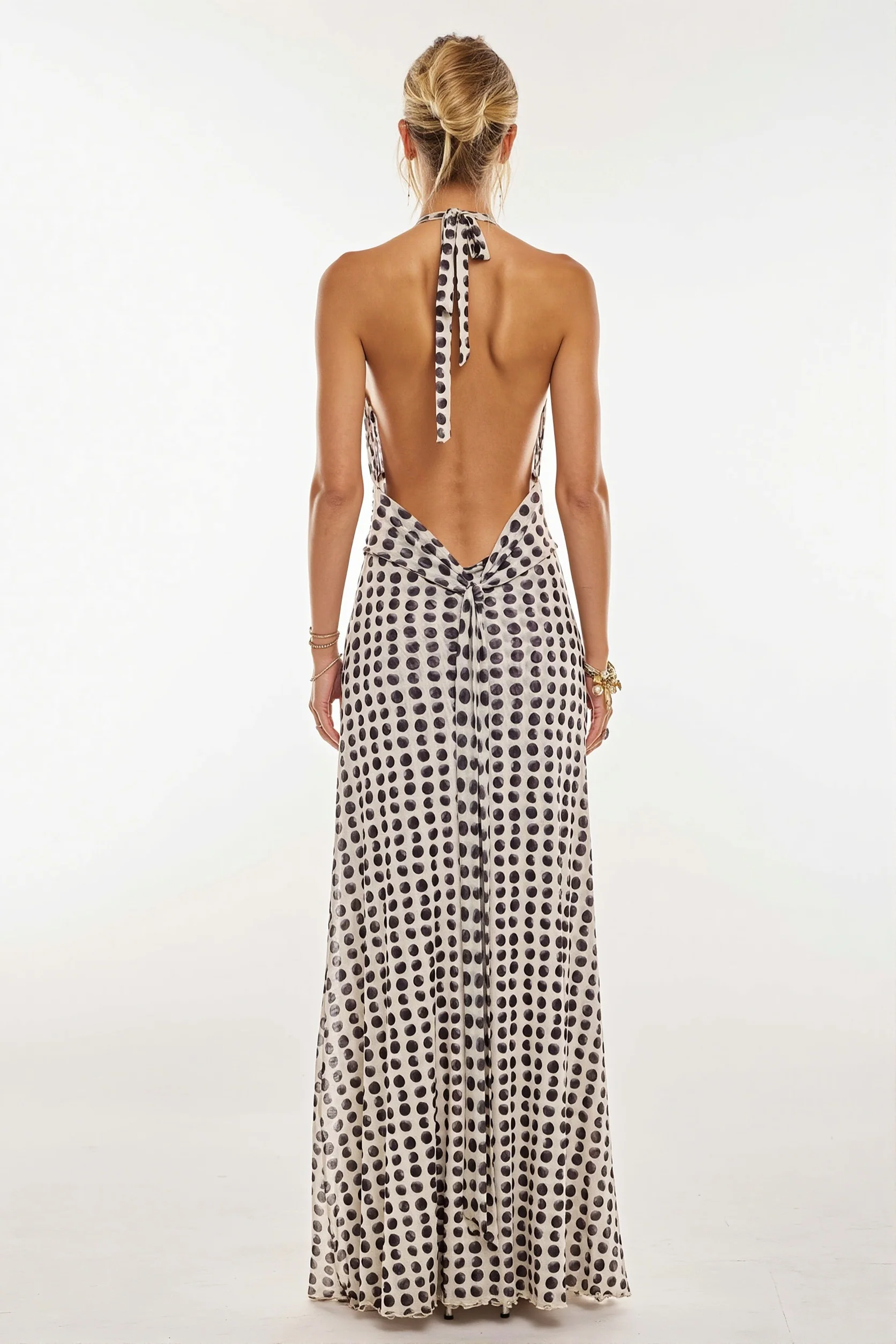 Halter Backless Printed Slim Maxi Dress