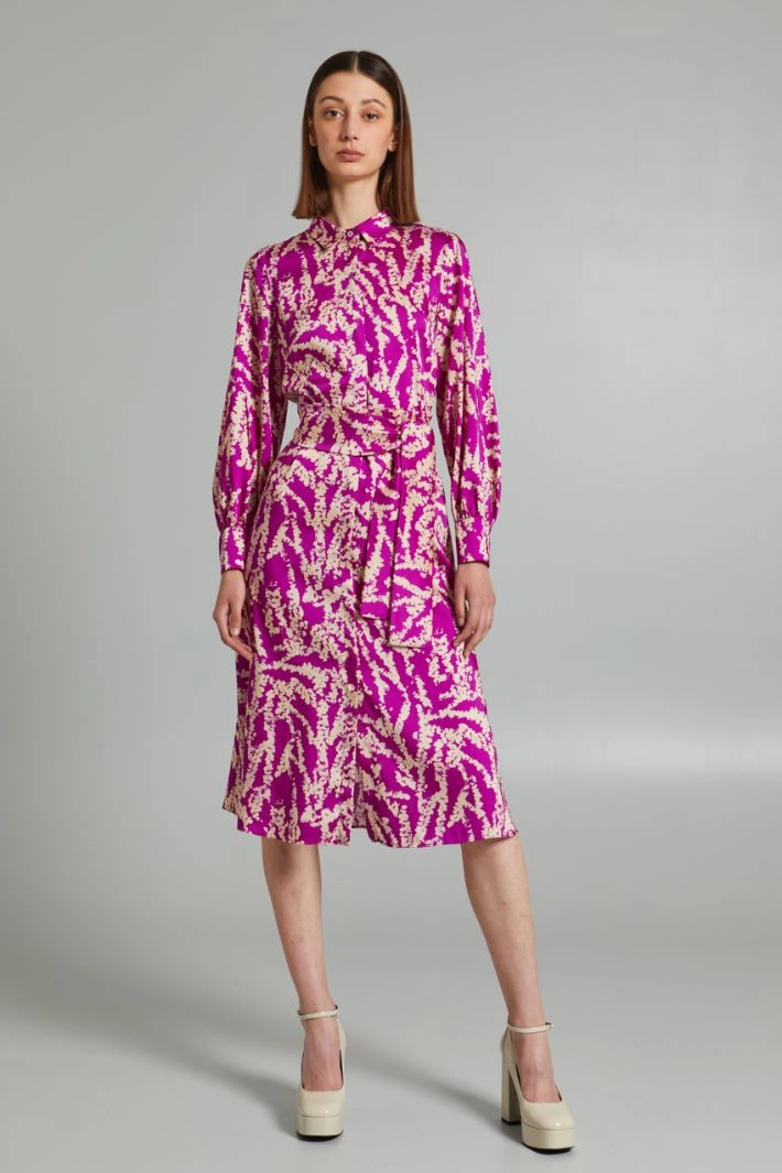 Long-sleeved shirt dress - CYCLAMEN IVORY