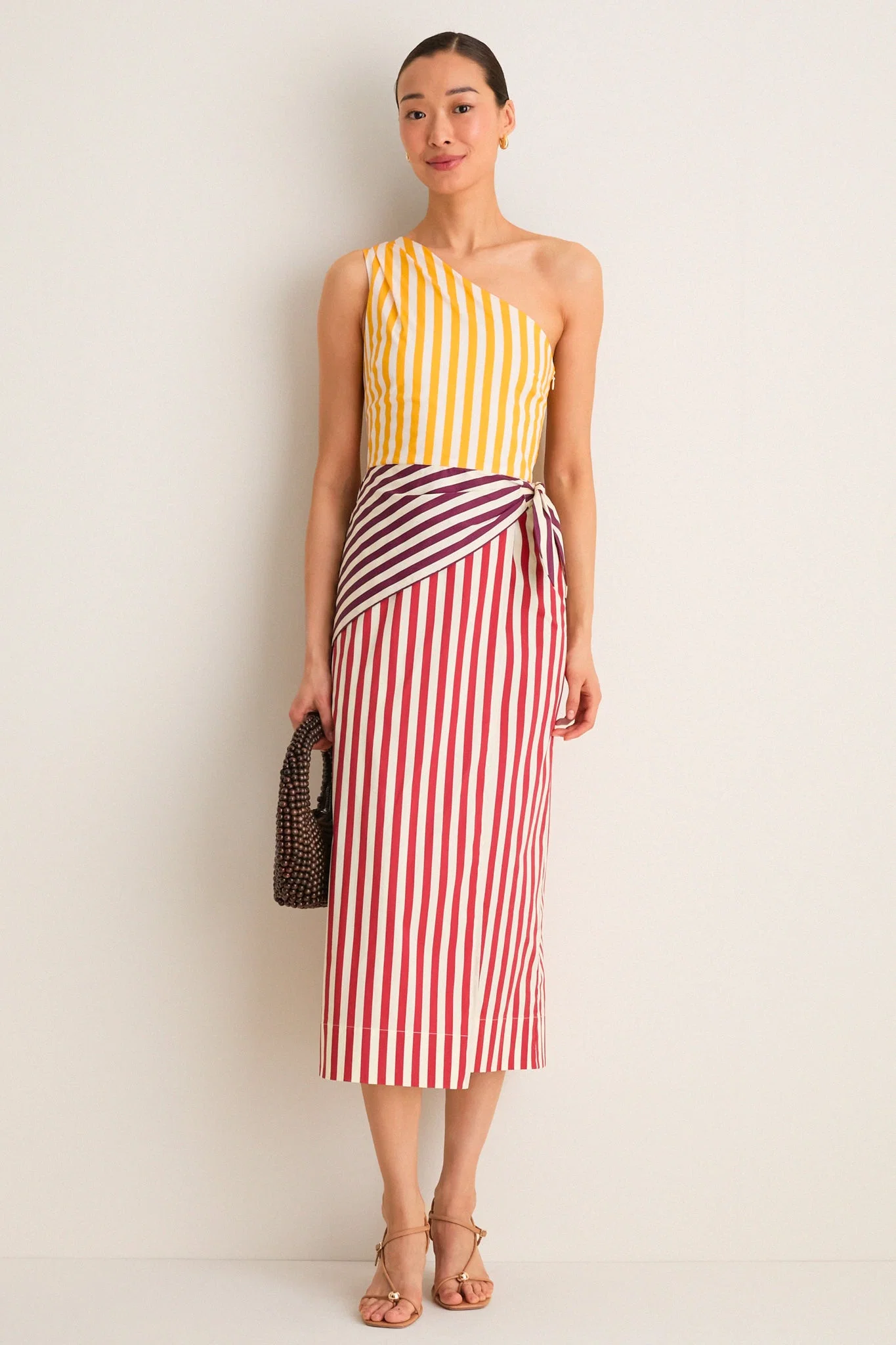 Red Stripe Belem Poplin Midi Dress