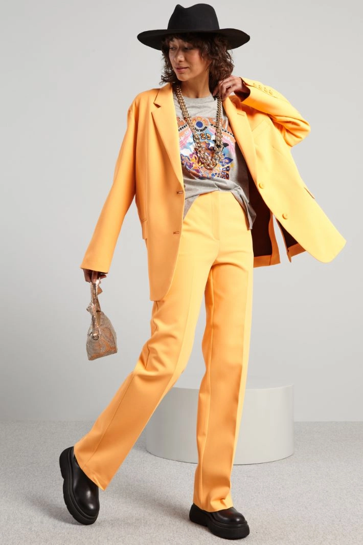 High waist cady trousers - ORANGE